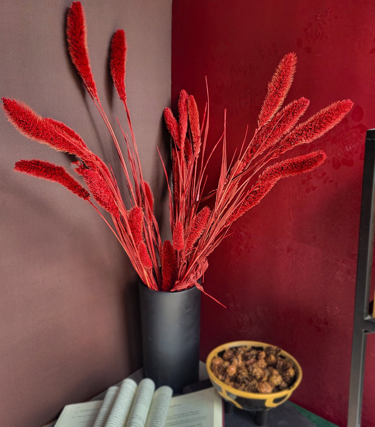 26" Dried Red Setaria Bunch - Mossy Moss by Olia