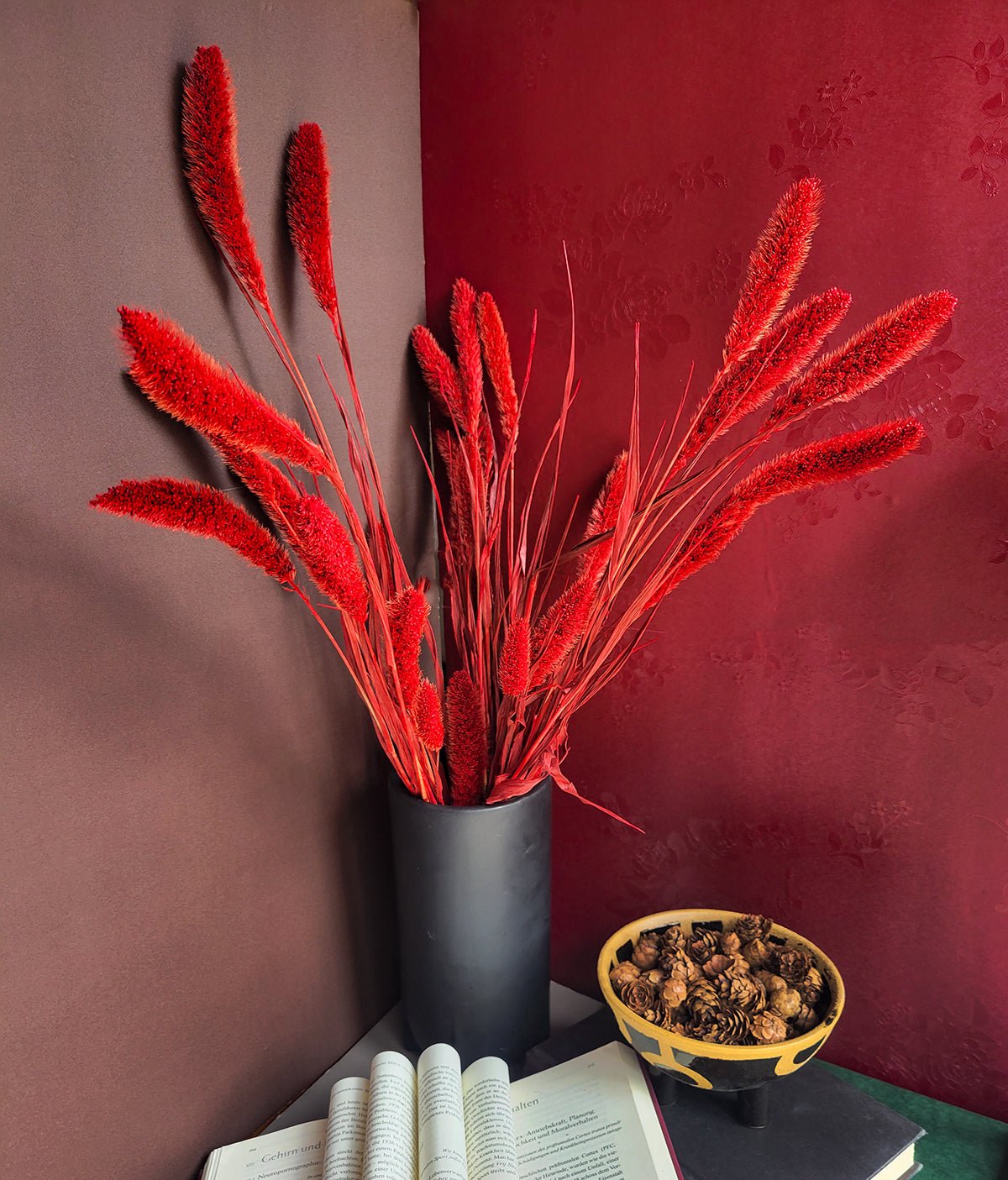 26" Dried Red Setaria Bunch - Mossy Moss by Olia