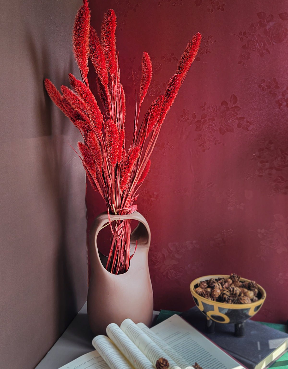26" Dried Red Setaria Bunch - Mossy Moss by Olia