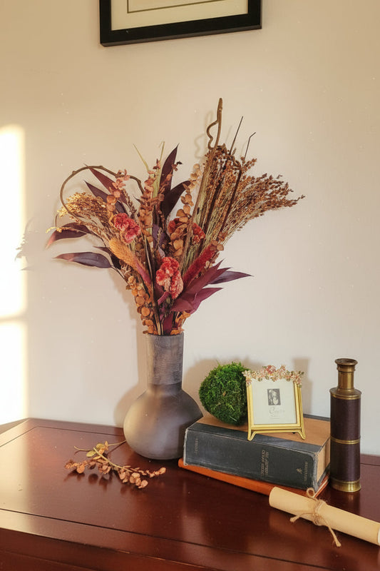 ed & Burgundy Fall Bouquet – 24″ Preserved & Dried Arrangement