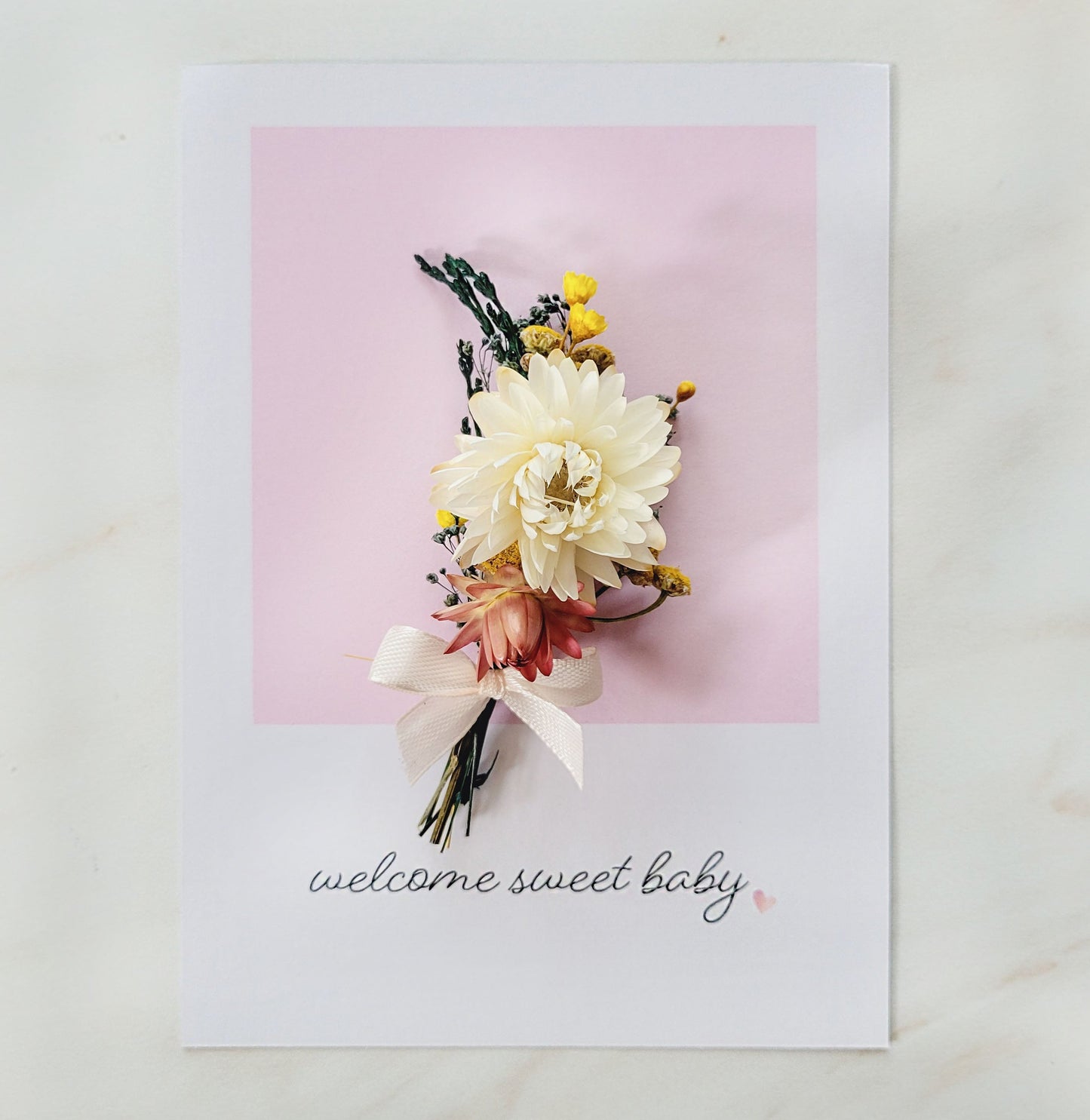 Customizable Teachers Gift Greeting Card w Dried Flowers - Mossy Moss by Olia