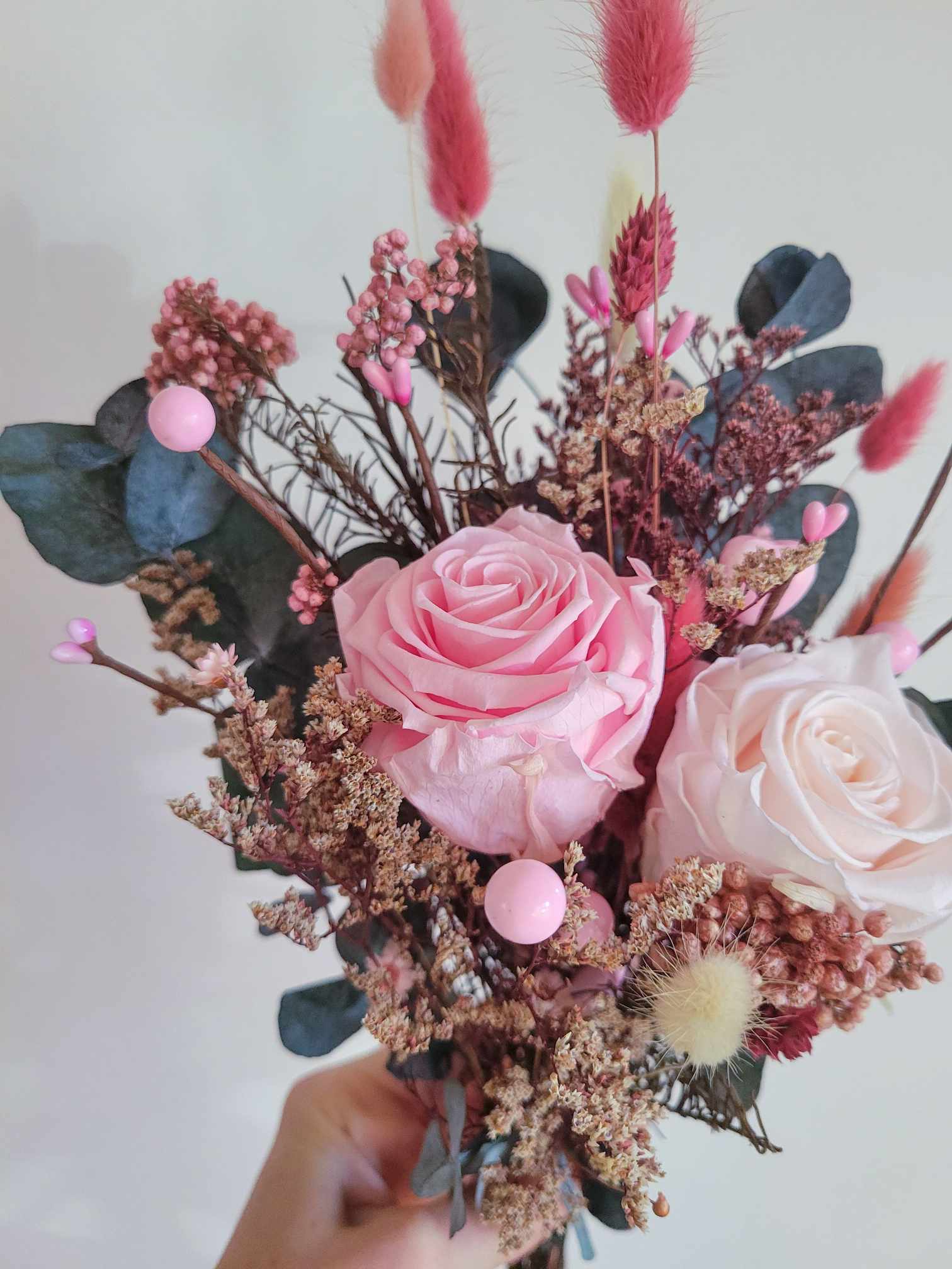 Preserved Rose Bouquet with Hearts – Timeless Floral Gift for Valentine's Day, Mother's Day, and More - Mossy Moss by Olia