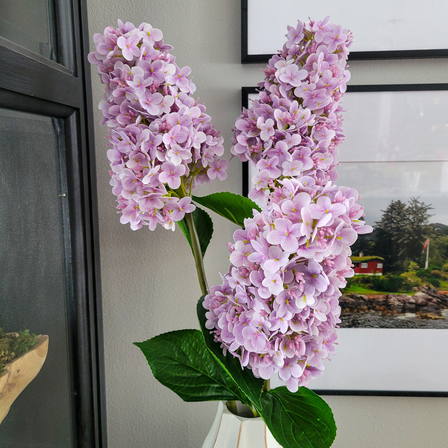 32.5" Real Touch Cone Hydrangea Stem – Artificial Lavender Flower Spray