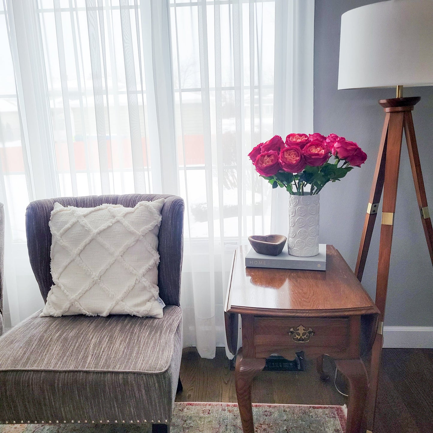 Real Touch Bright Fuchsia English Rose - Mossy Moss by Olia