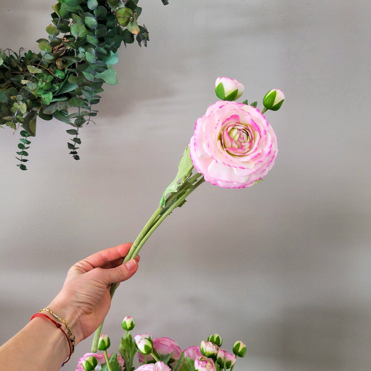 Real Touch Ranunculus in Lavender Pink – 19” Faux Floral Stem - Mossy Moss by Olia