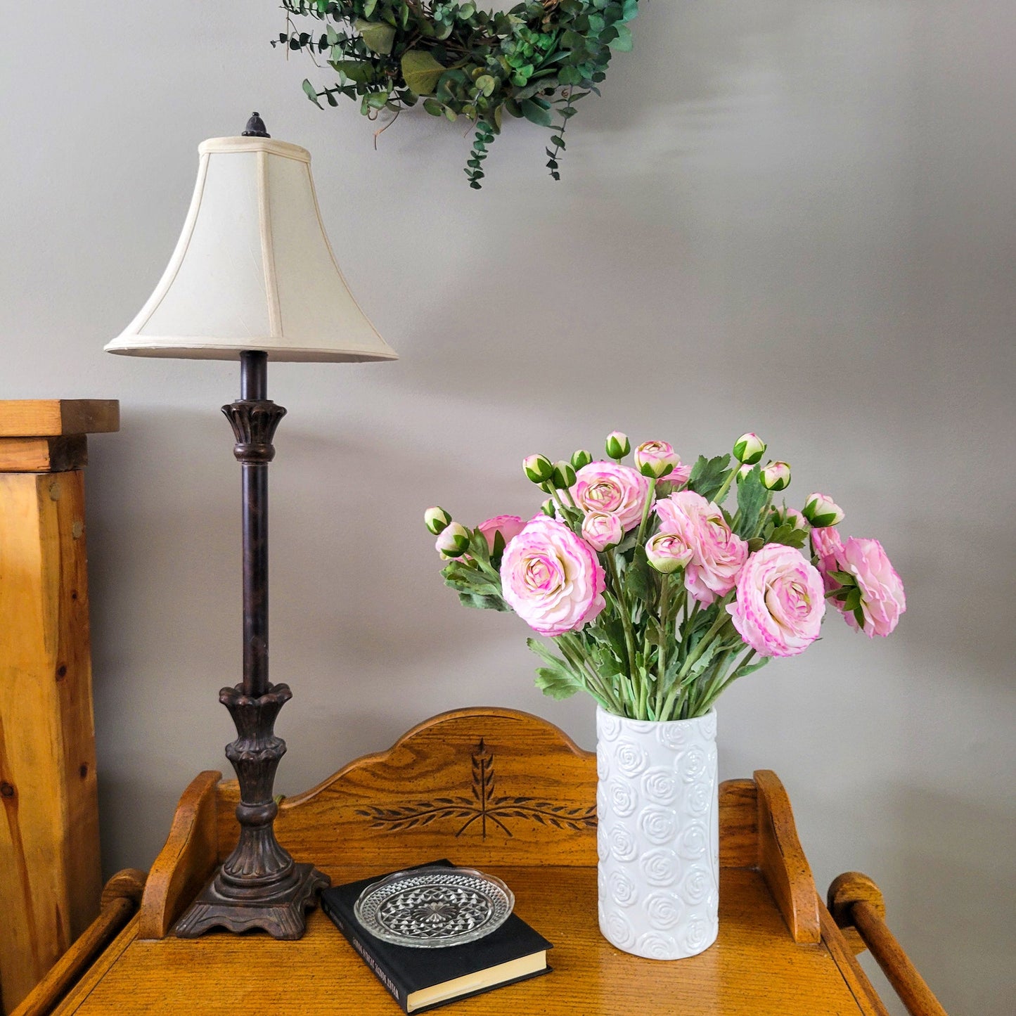 Real Touch Ranunculus in Lavender Pink – 19” Faux Floral Stem - Mossy Moss by Olia