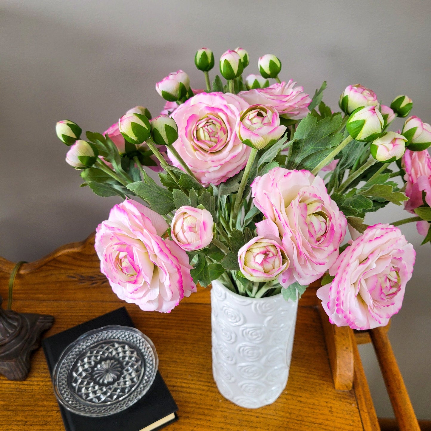 Real Touch Ranunculus in Lavender Pink – 19” Faux Floral Stem - Mossy Moss by Olia