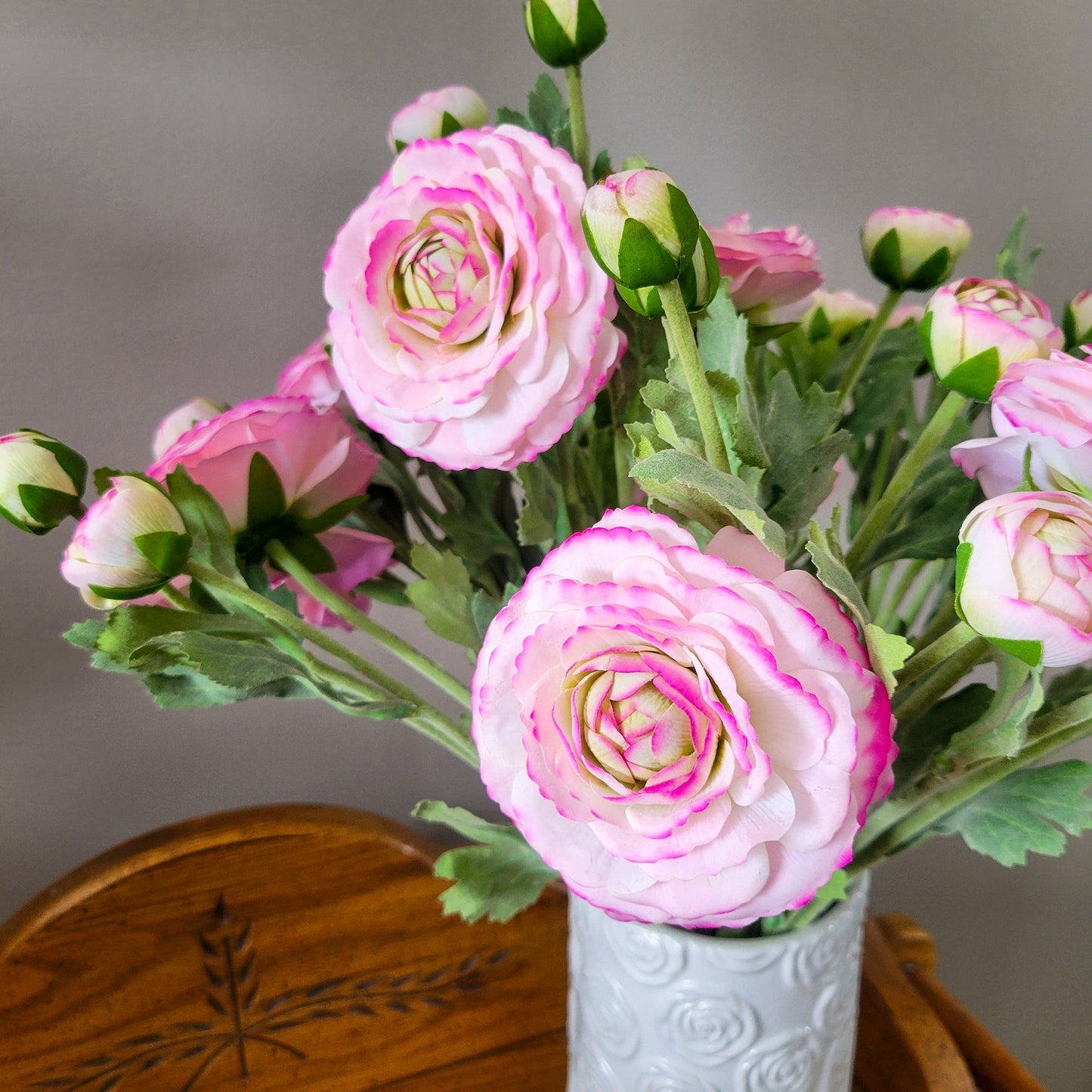 Real Touch Ranunculus in Lavender Pink – 19” Faux Floral Stem - Mossy Moss by Olia