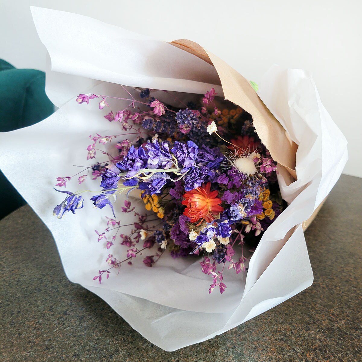 Colorful Spring Dried Flower Bouquet - Mossy Moss by Olia