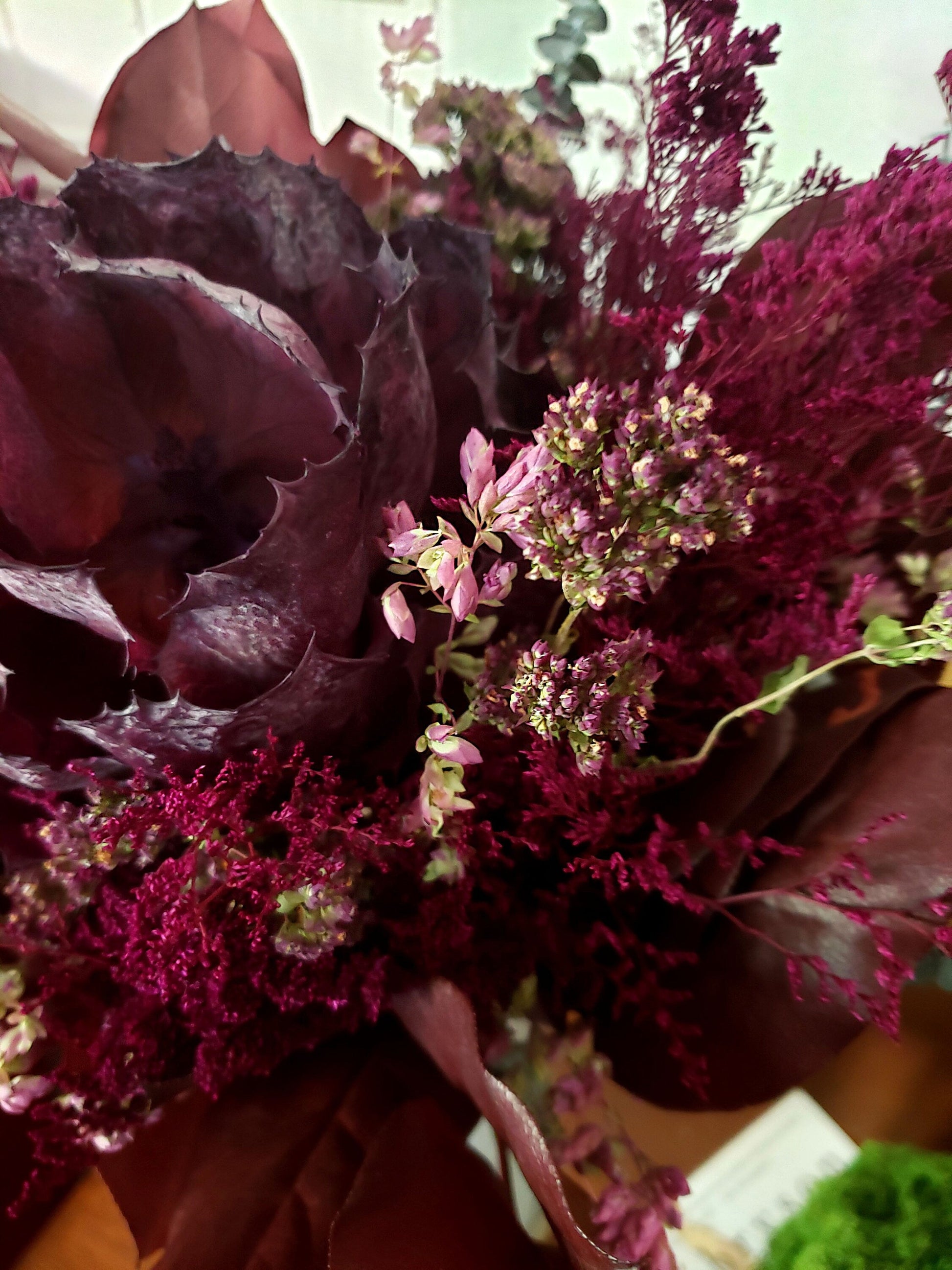 Dried Flower Halloween Wedding Bouquet - Mossy Moss by Olia