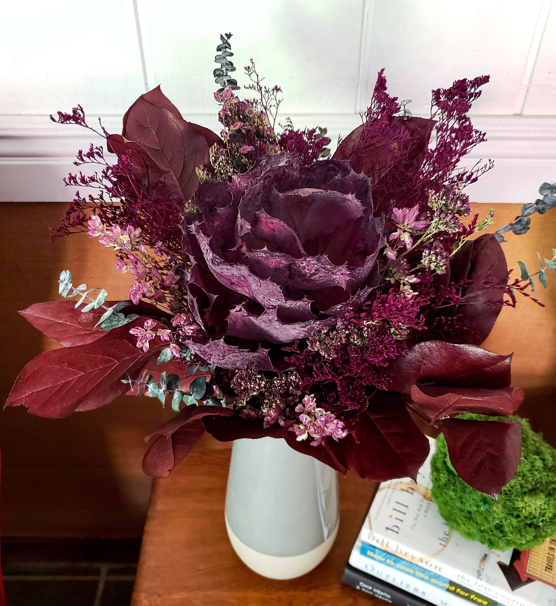 Dried Flower Halloween Wedding Bouquet - Mossy Moss by Olia