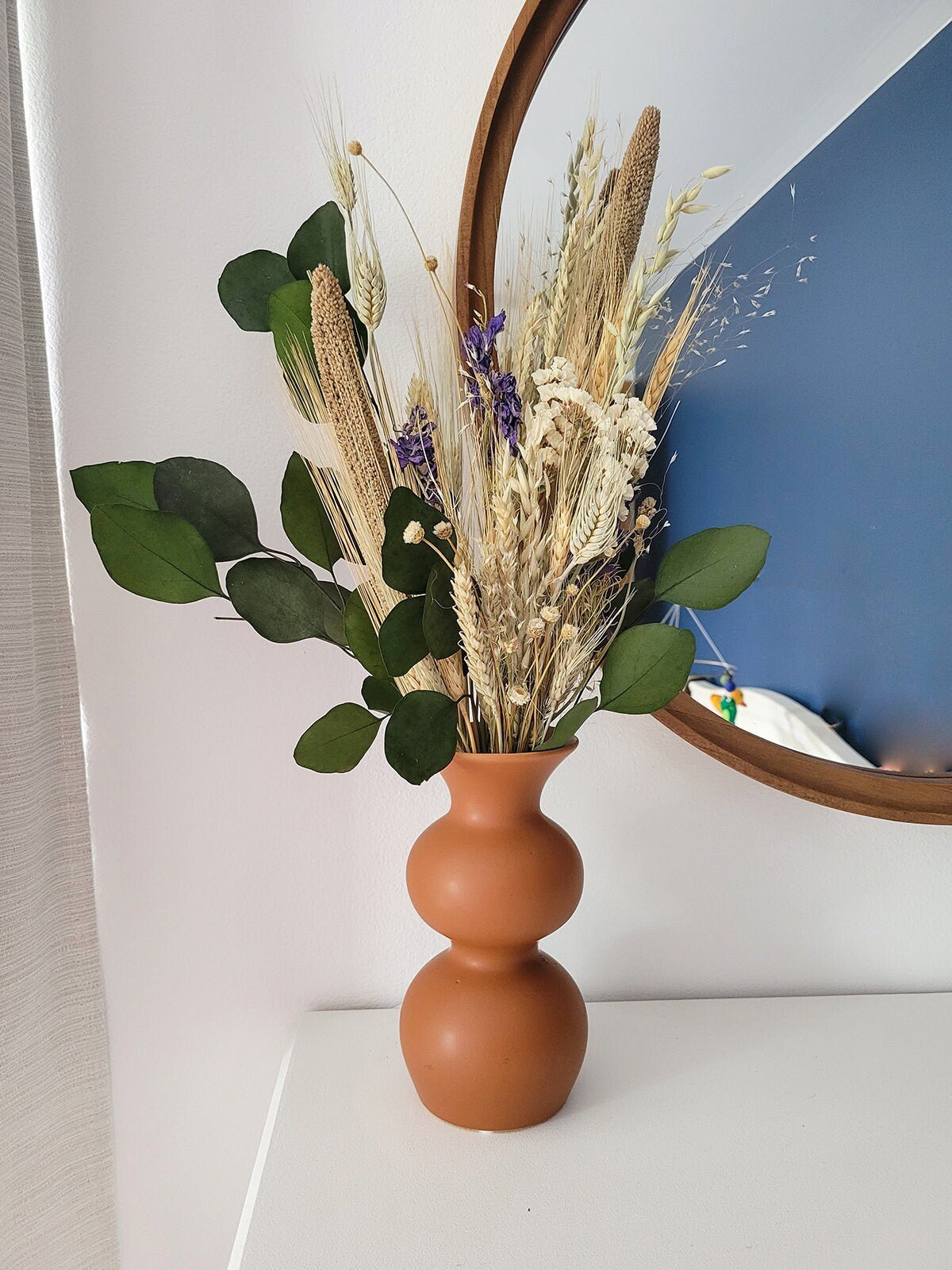 Dried Ornamental Grass Arrangement with Grains, Eucalyptus & Larkspur - Mossy Moss by Olia