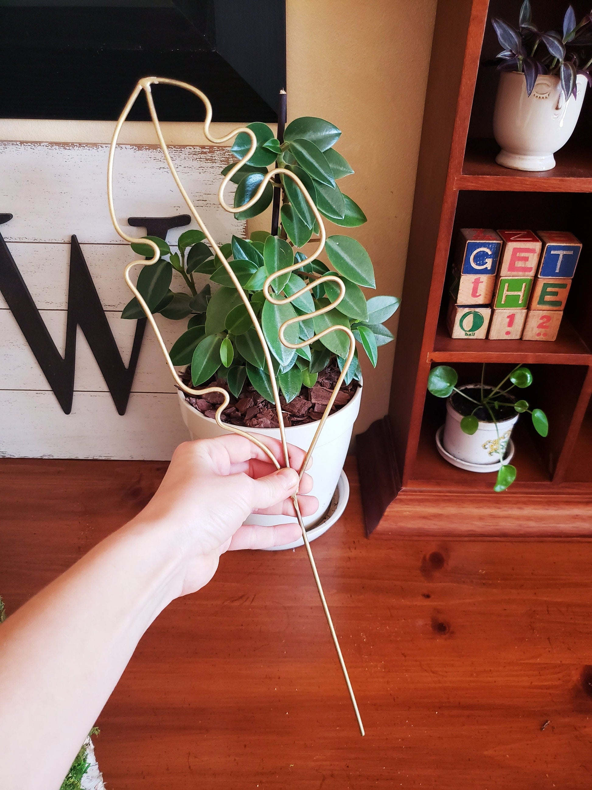Gold Metal Boho Plant Stick Trellis - Mossy Moss by Olia