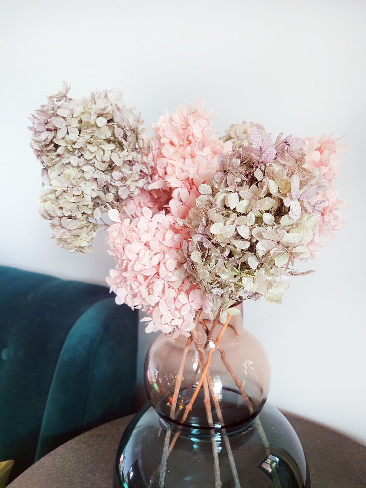 Preserved Blush pink or Purple Gray Hydrangea - Mossy Moss by Olia