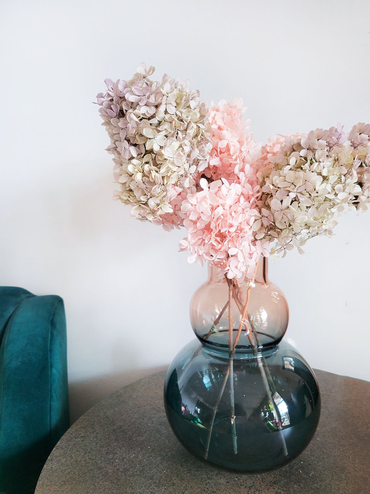 Preserved Blush pink or Purple Gray Hydrangea - Mossy Moss by Olia