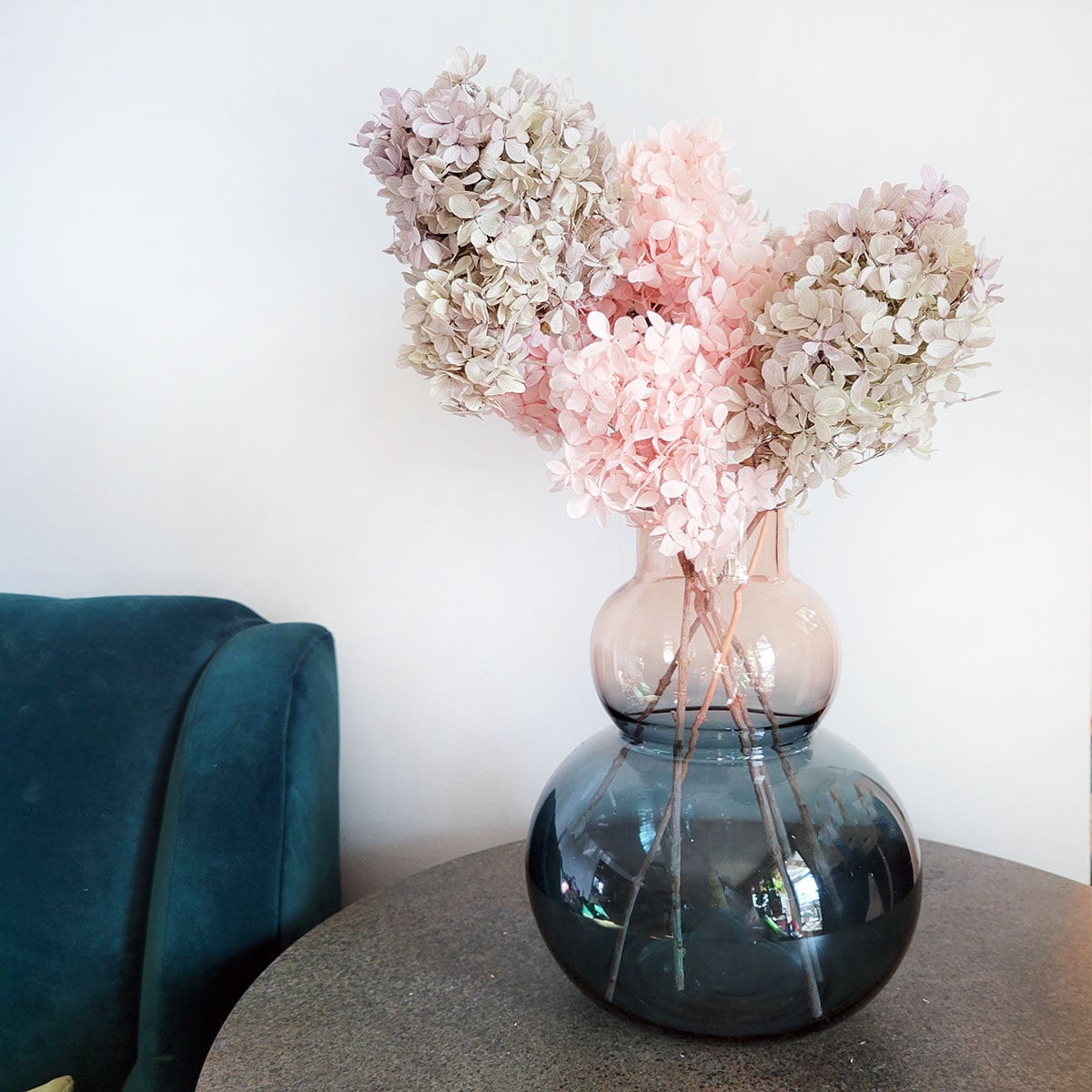 Preserved Blush pink or Purple Gray Hydrangea - Mossy Moss by Olia