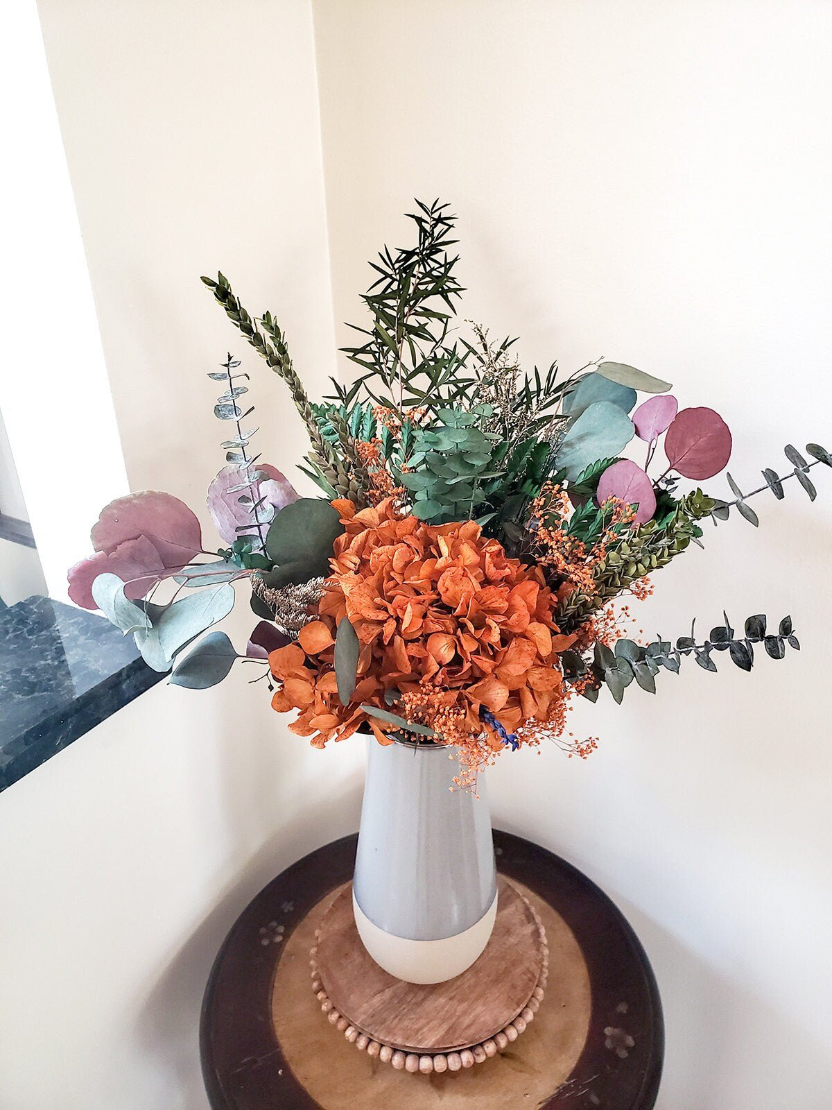 Preserved Hydrangea Bouquet w/ Eucalyptus - Mossy Moss by Olia
