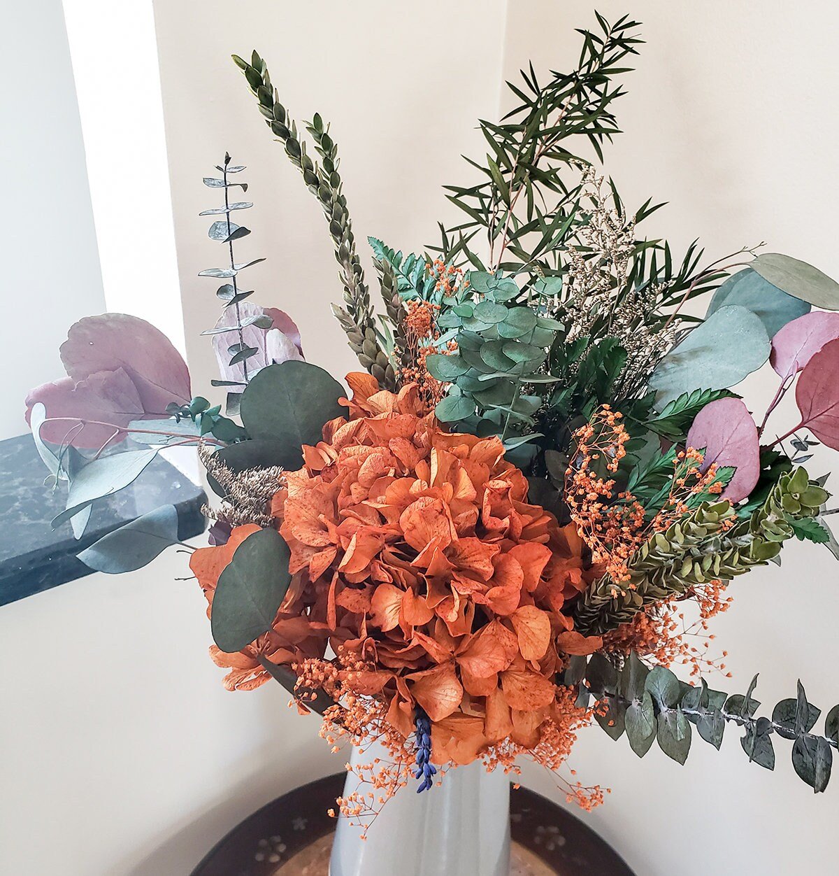 Preserved Hydrangea Bouquet w/ Eucalyptus - Mossy Moss by Olia