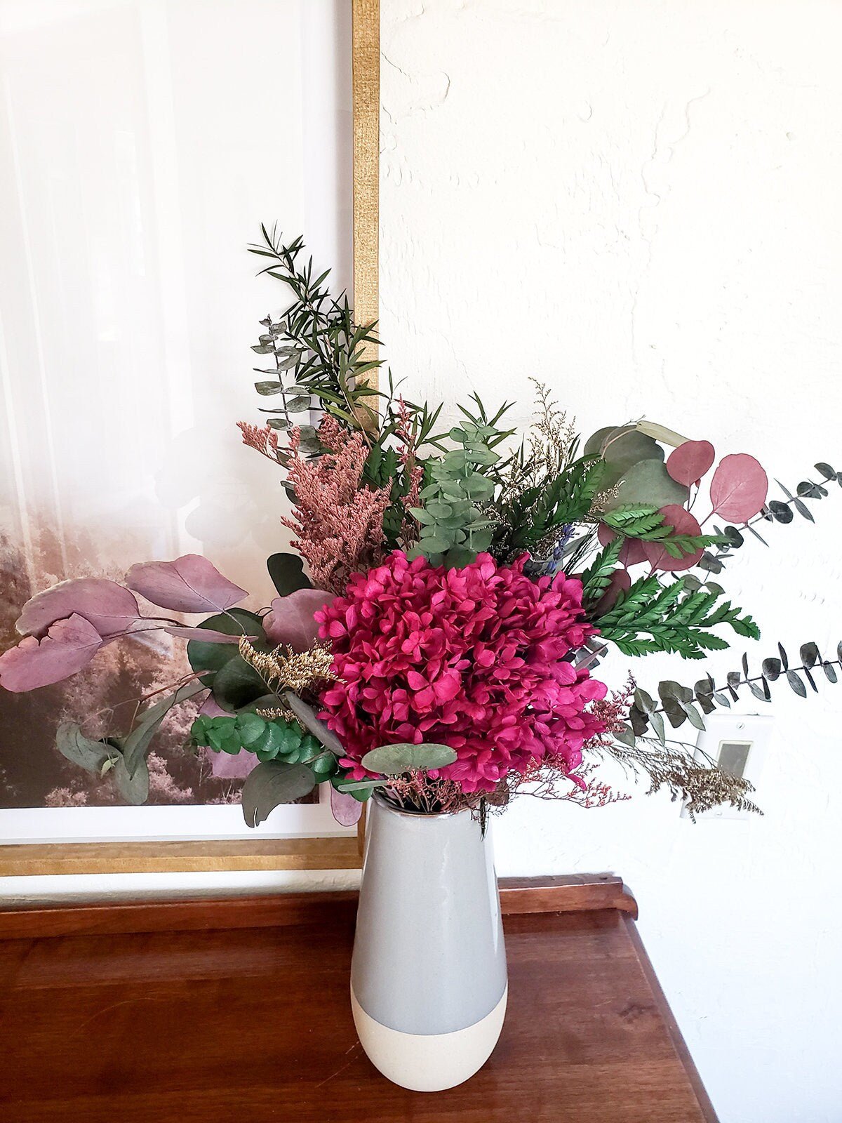 Preserved Hydrangea Bouquet w/ Eucalyptus - Mossy Moss by Olia