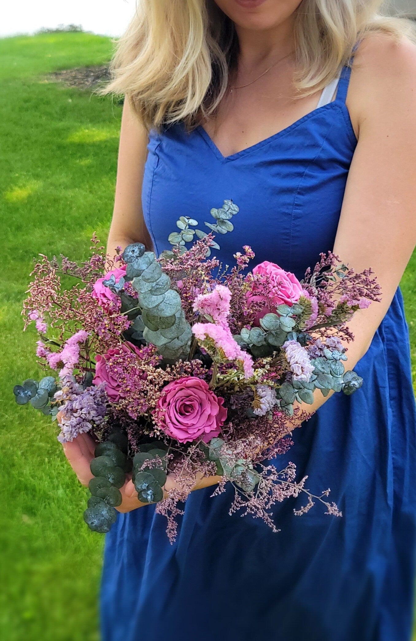 Preserved Mauve Rose Eucalyptus Bouquet - Mossy Moss by Olia