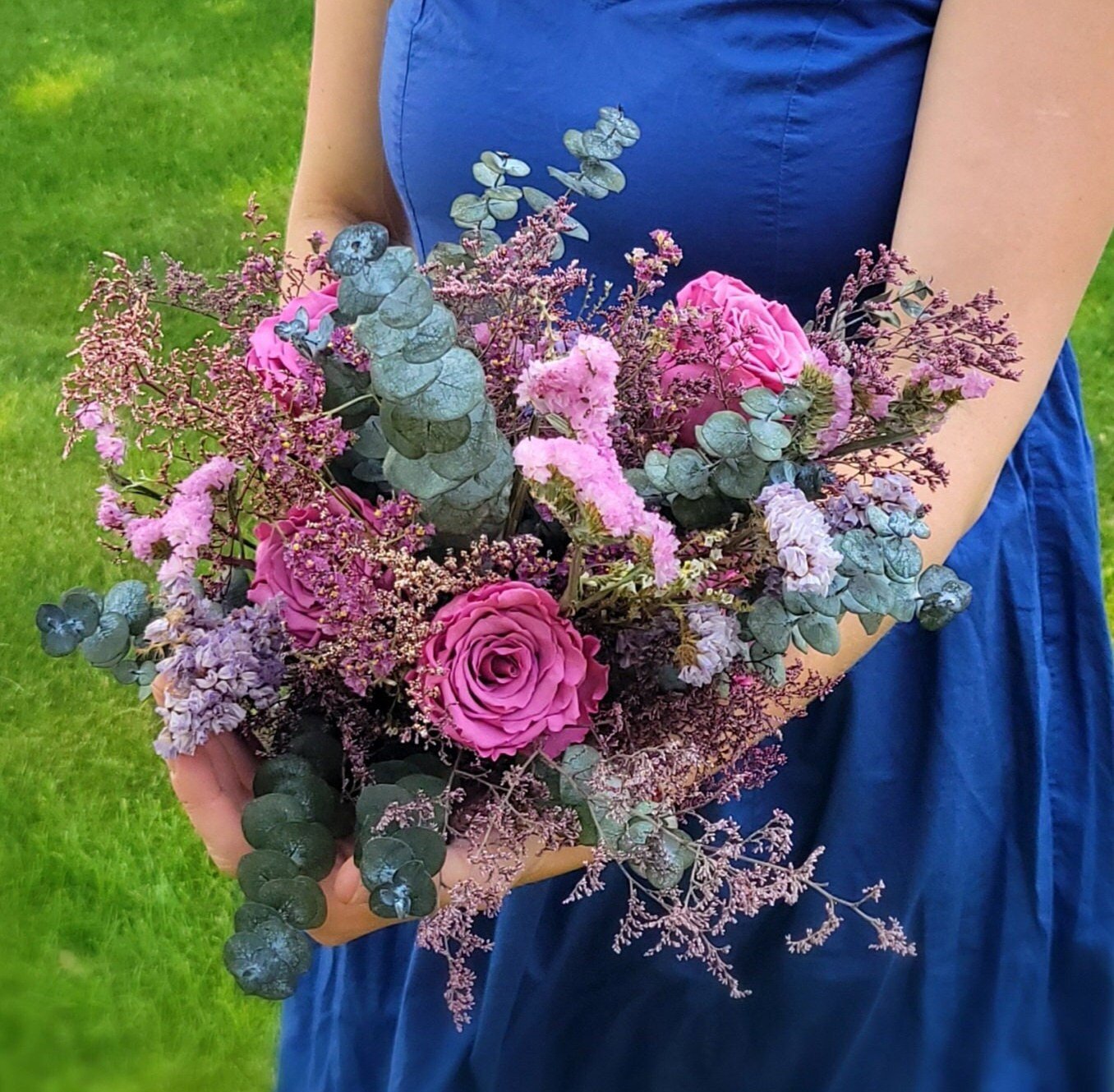 Preserved Mauve Rose Eucalyptus Bouquet - Mossy Moss by Olia