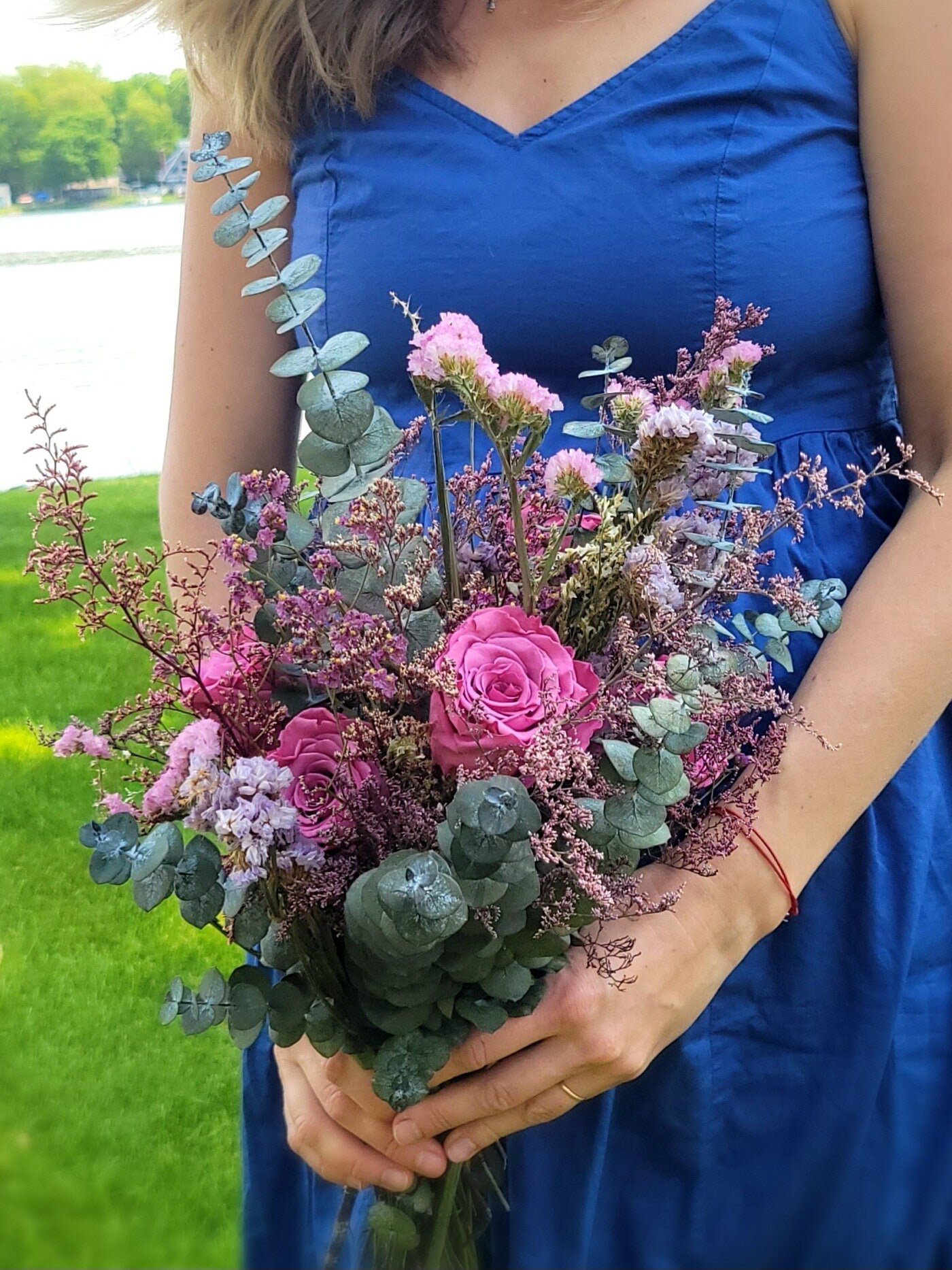 Preserved Mauve Rose Eucalyptus Bouquet - Mossy Moss by Olia