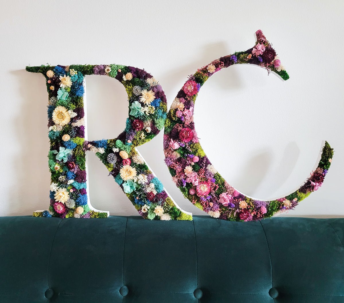 Preserved Moss Letters with flowers - Mossy Moss by Olia