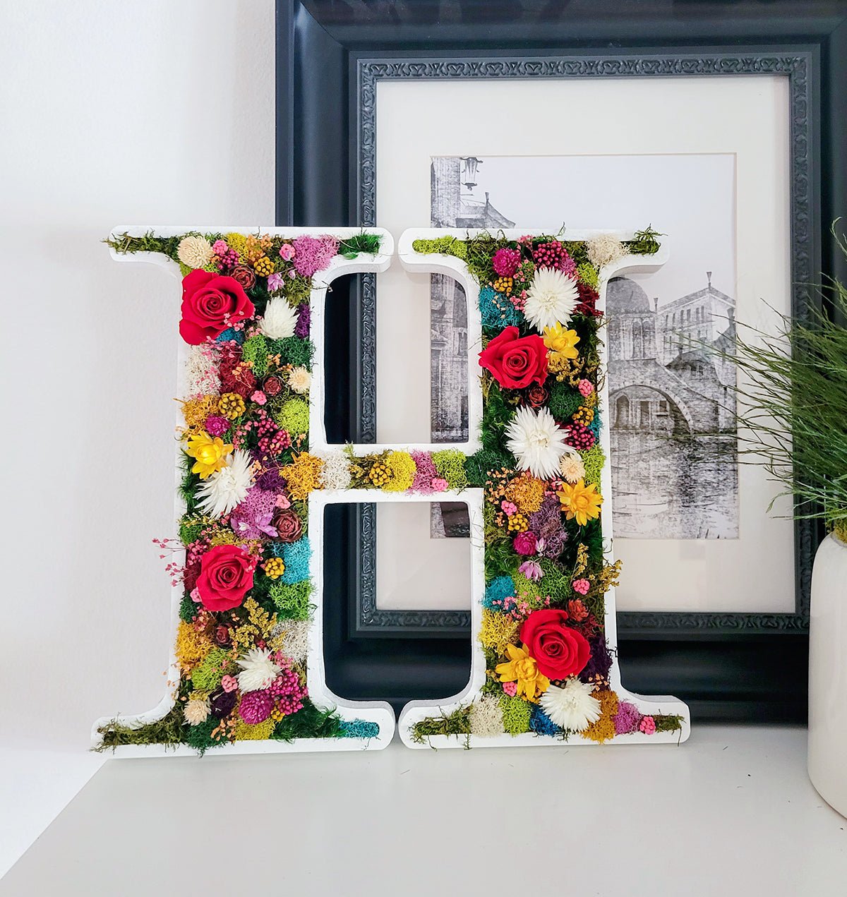 Preserved Moss Letters with flowers - Mossy Moss by Olia