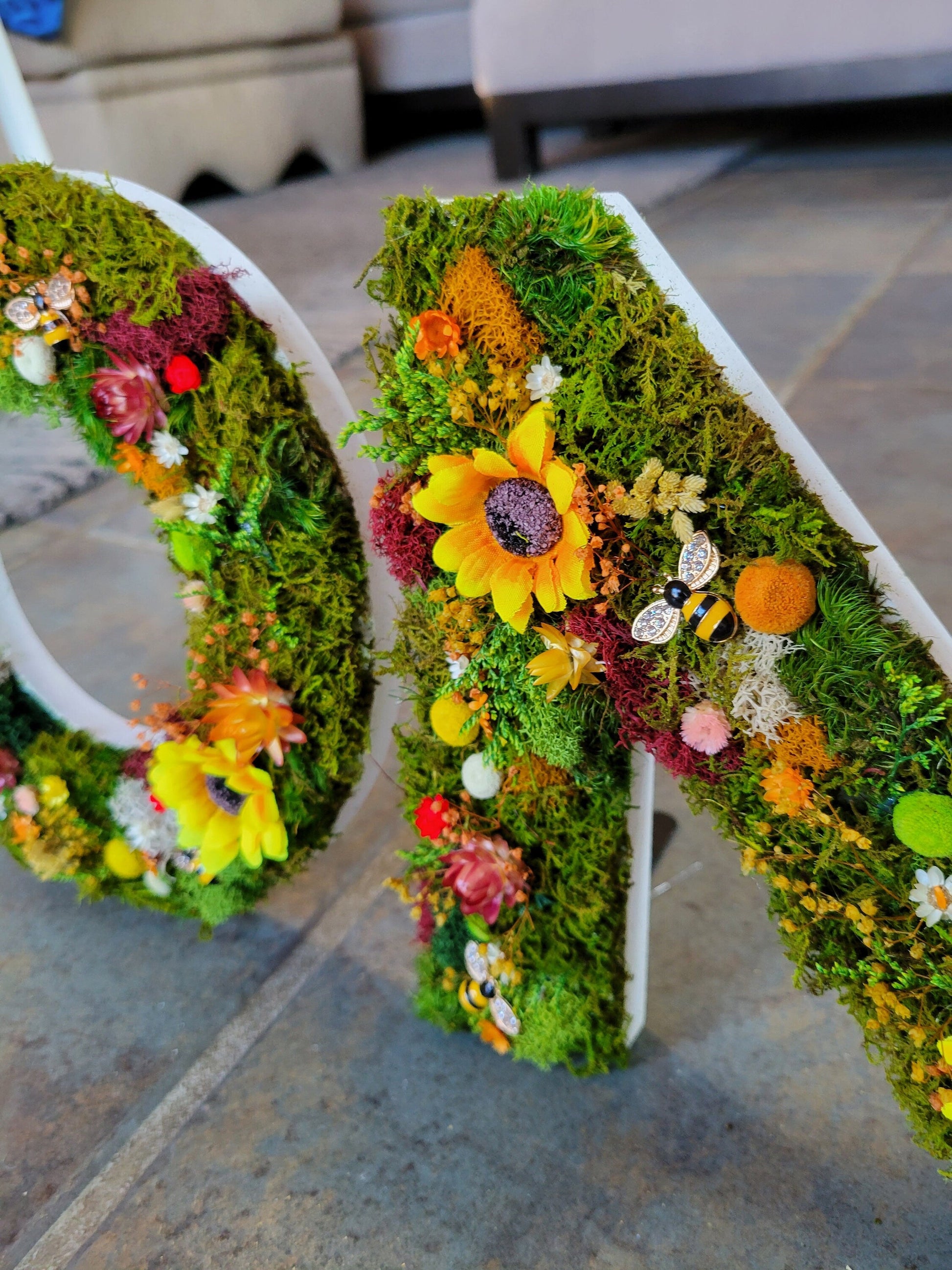 Preserved Moss Letters with flowers - Mossy Moss by Olia