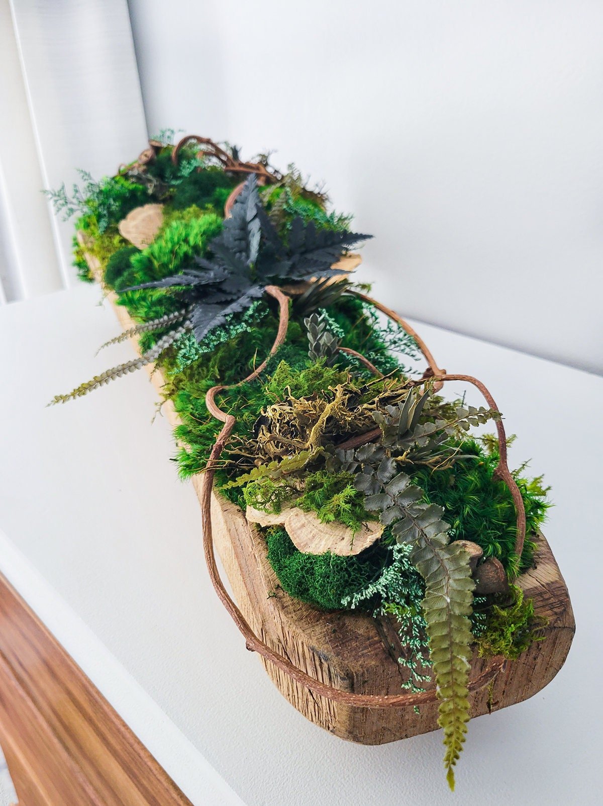 Preserved Moss & Wood Dining Table Centerpiece - Mossy Moss by Olia