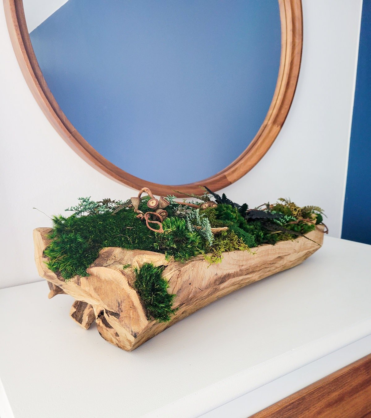 Preserved Moss & Wood Dining Table Centerpiece - Mossy Moss by Olia