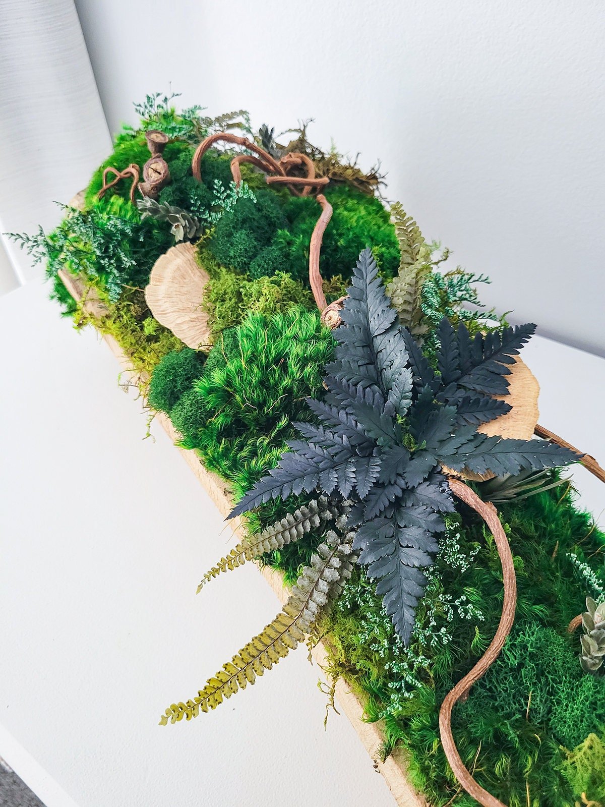 Preserved Moss & Wood Dining Table Centerpiece - Mossy Moss by Olia