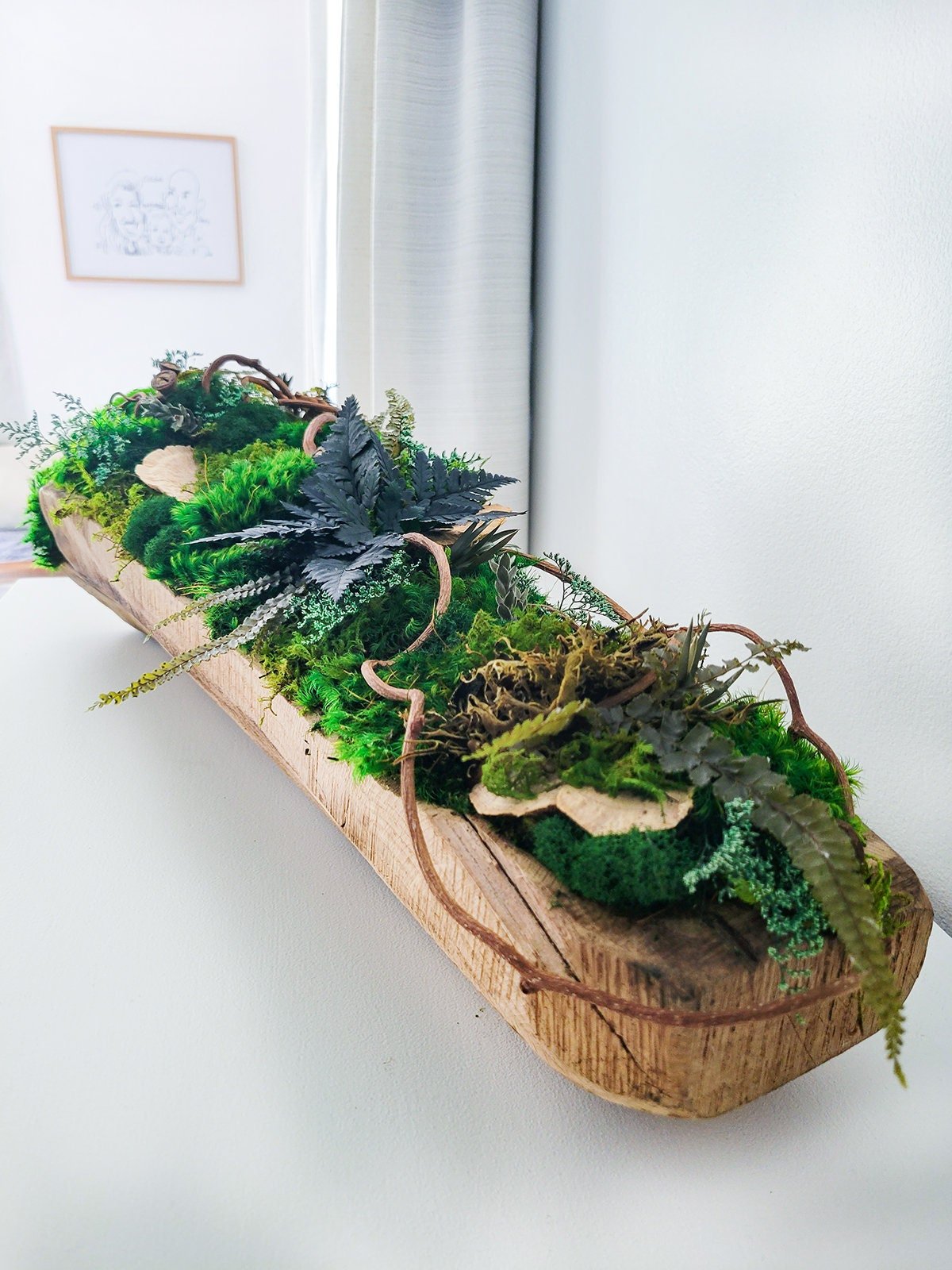Preserved Moss & Wood Dining Table Centerpiece - Mossy Moss by Olia