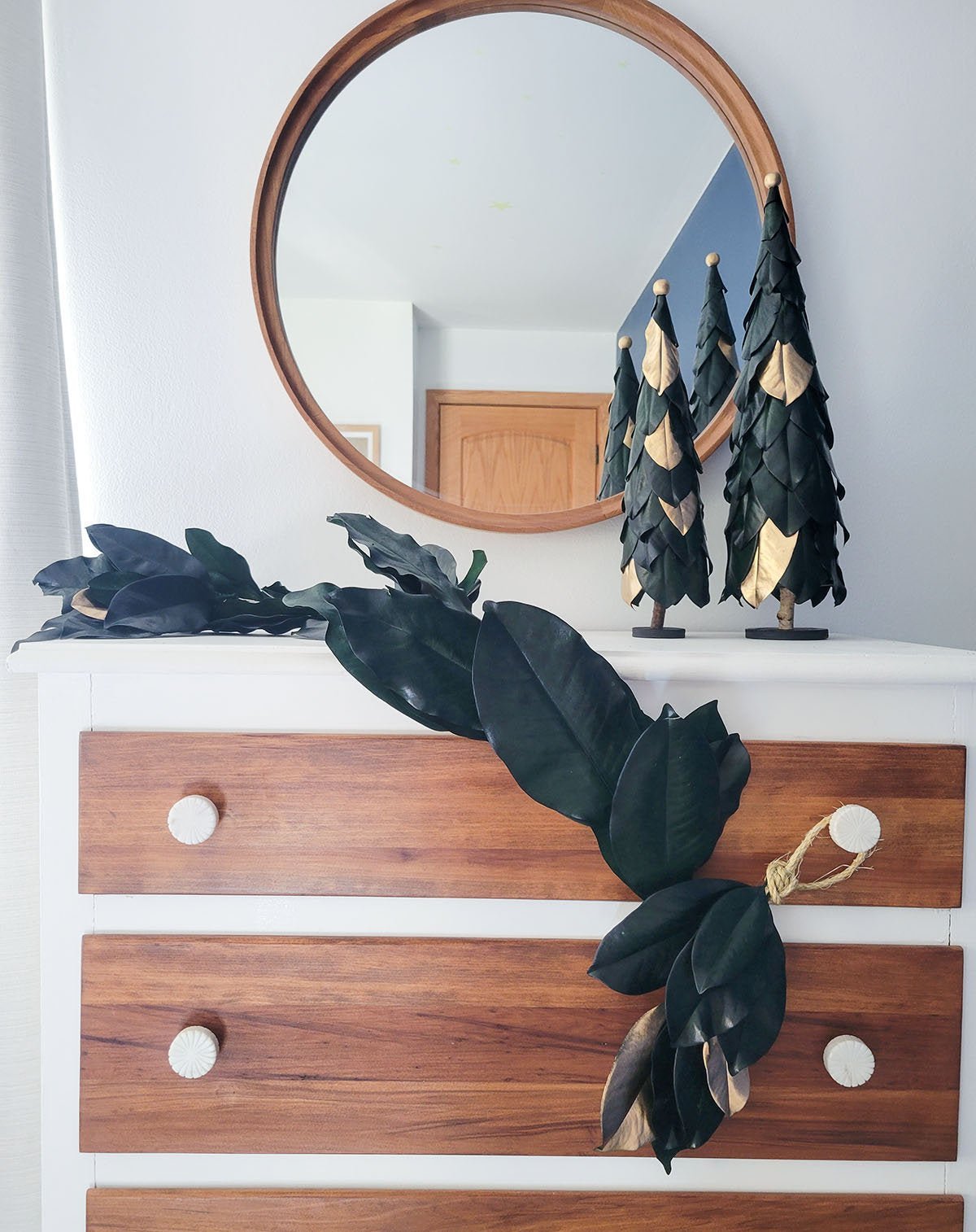 Preserved Real Magnolia Leaves Christmas Tree - Mossy Moss by Olia