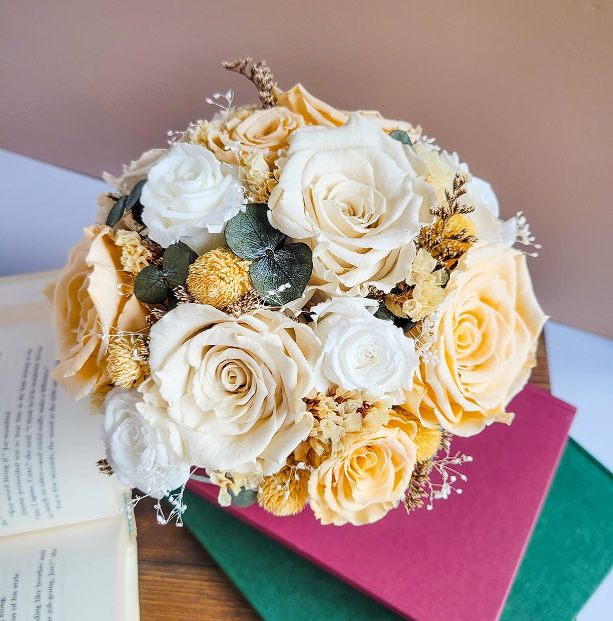 Preserved Rose & Dried Flower Arrangement - Mossy Moss by Olia
