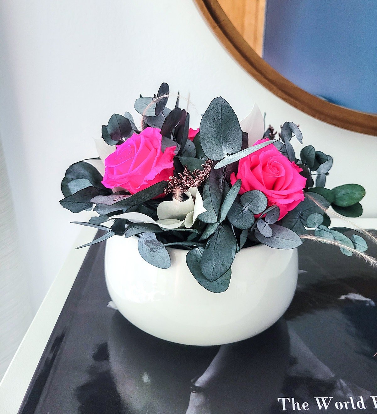 Preserved Rose & Eucalyptus Bouquet - Mossy Moss by Olia