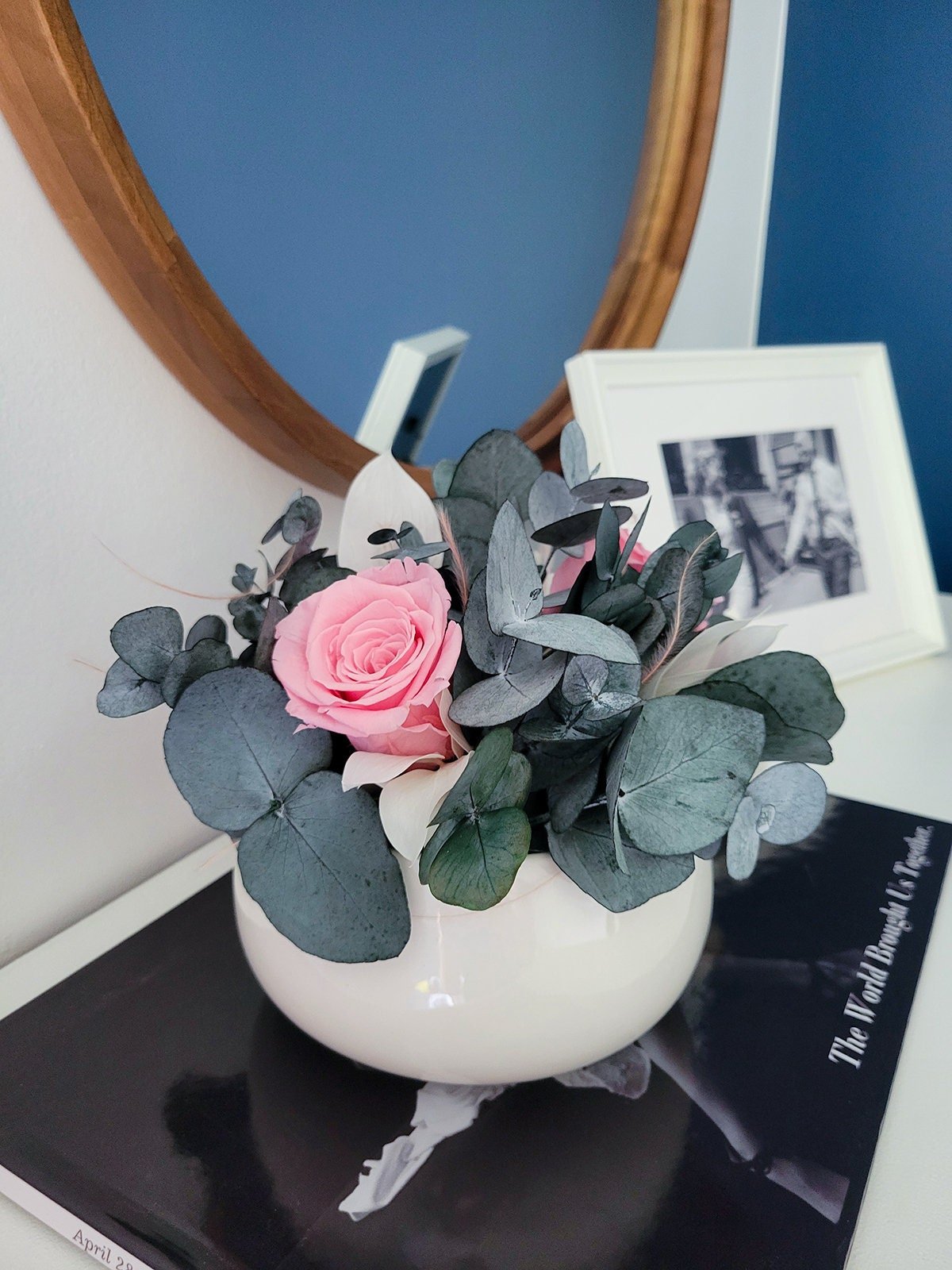 Preserved Rose & Eucalyptus Bouquet - Mossy Moss by Olia