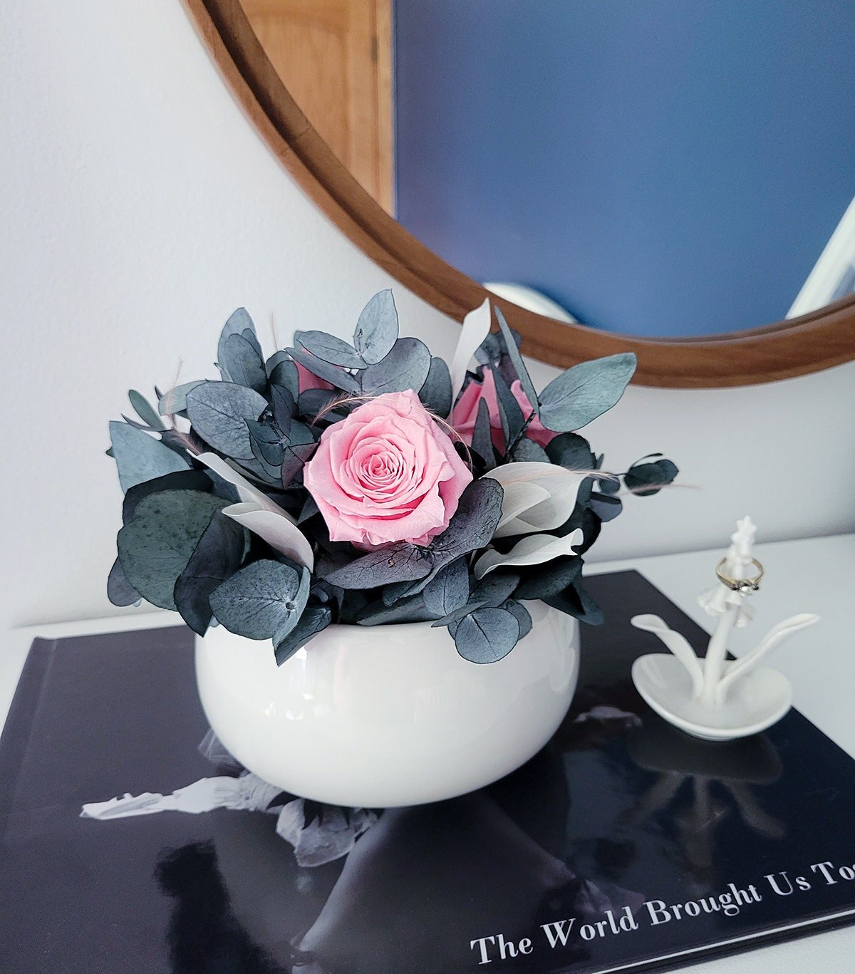 Preserved Rose & Eucalyptus Bouquet - Mossy Moss by Olia