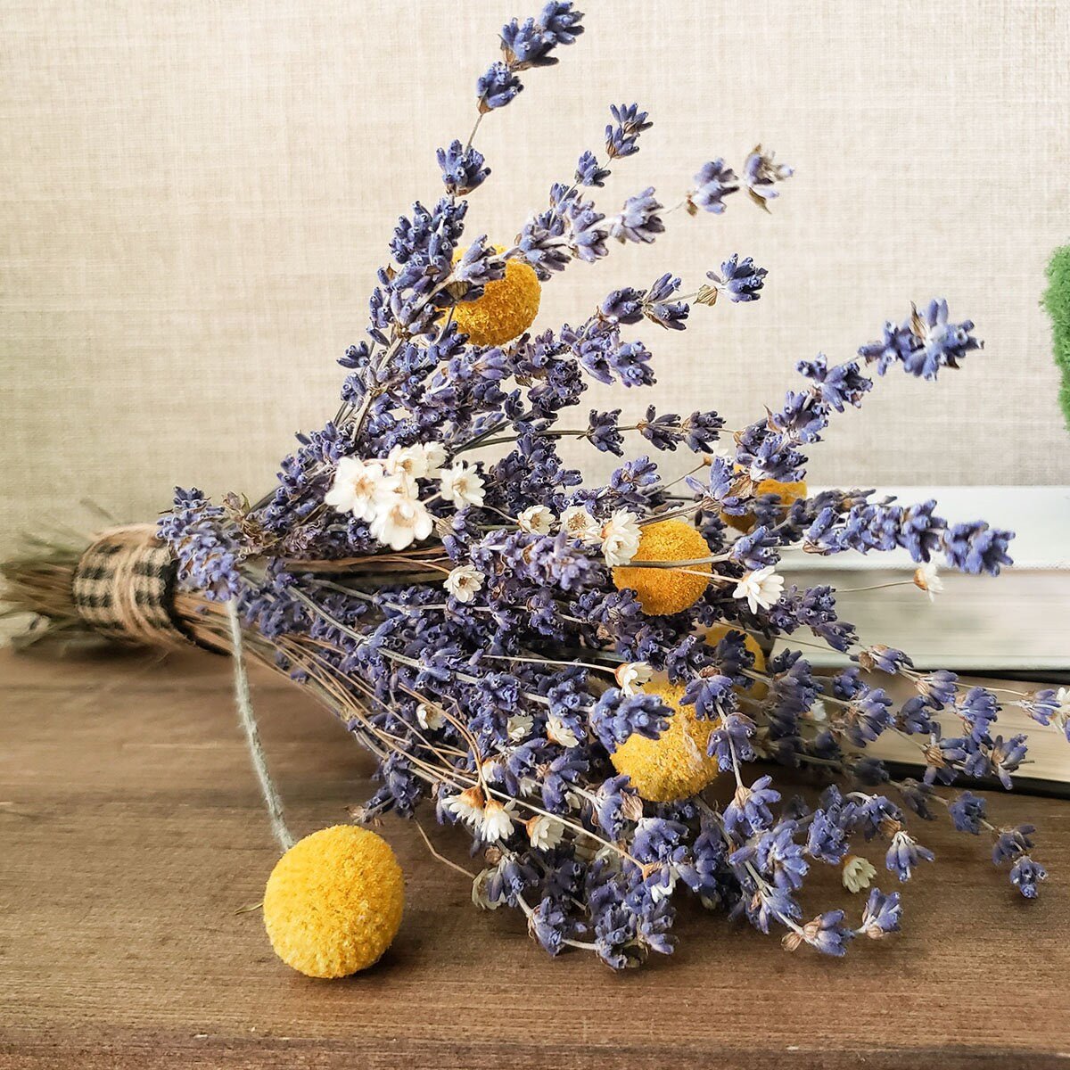 Small Dried Lavender Bouquet with Larkspur or Billy Balls