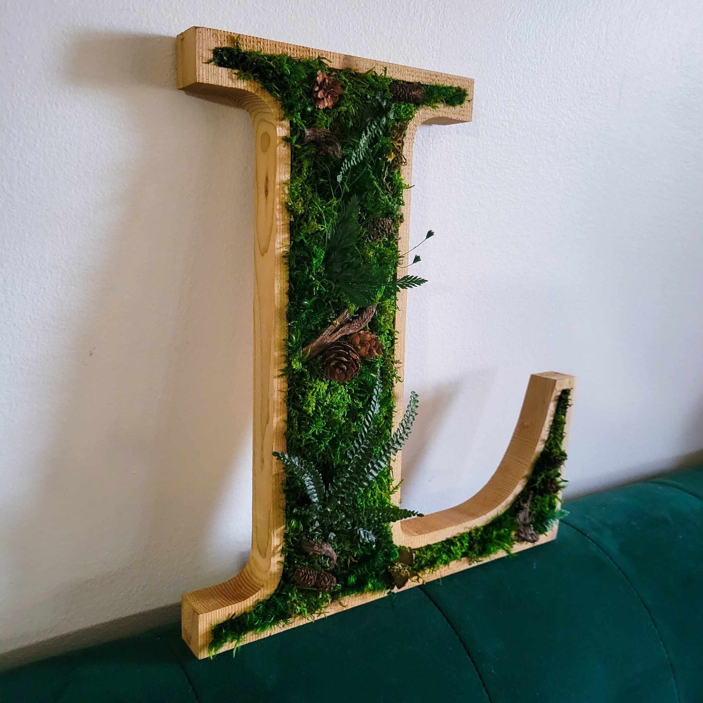 Preserved Moss Letters with flowers or greenery