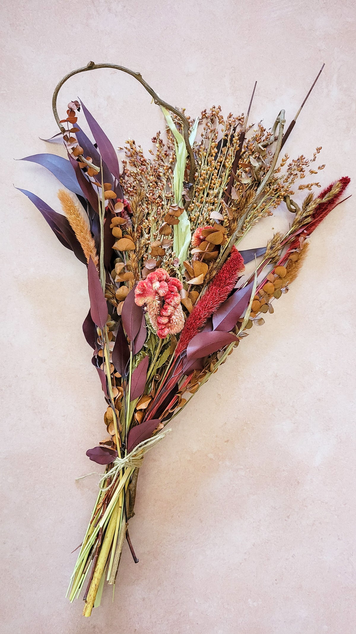 ed & Burgundy Fall Bouquet – 24″ Preserved & Dried Arrangement