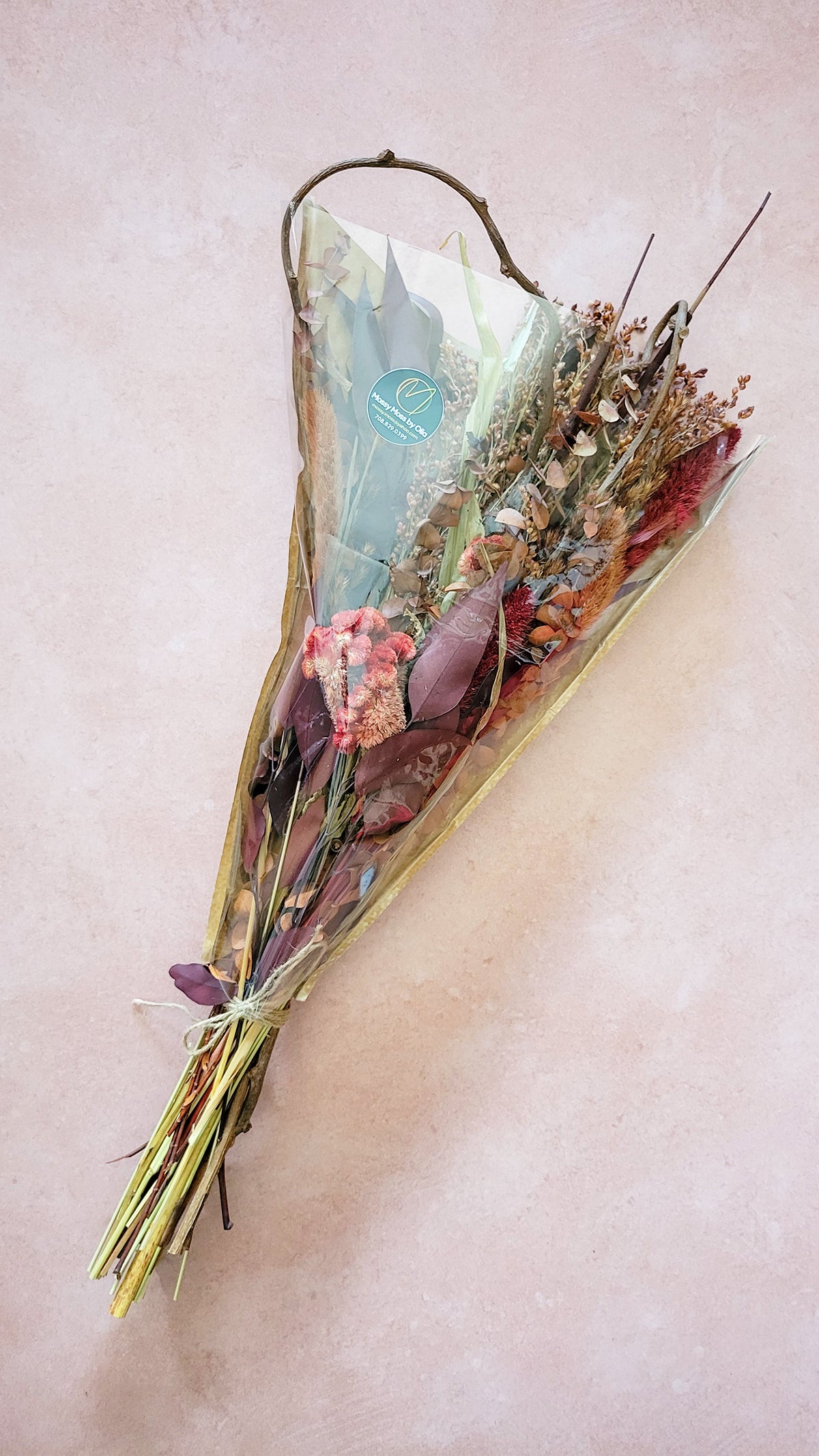 ed & Burgundy Fall Bouquet – 24″ Preserved & Dried Arrangement