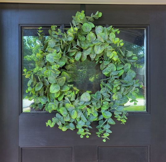 24″ Artificial Spiral Eucalyptus Wreath – Year-Round Greenery Accent