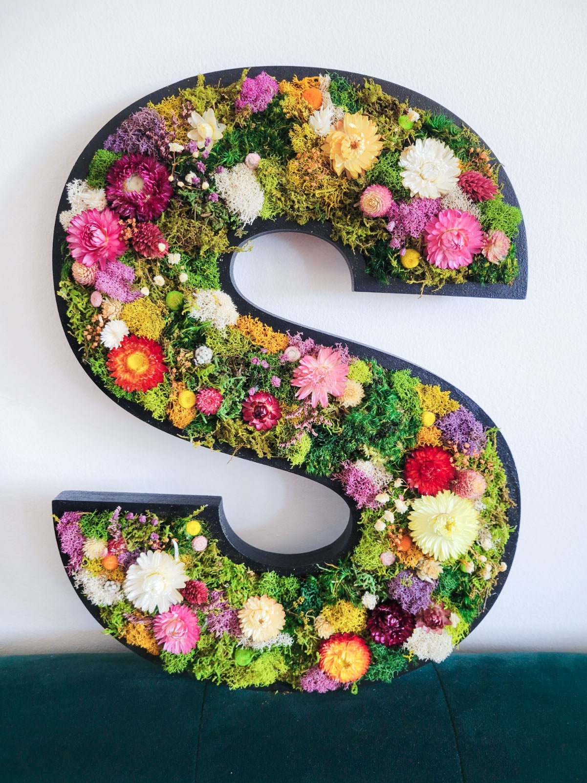 Preserved Moss Letters with flowers or greenery - Mossy Moss by Olia