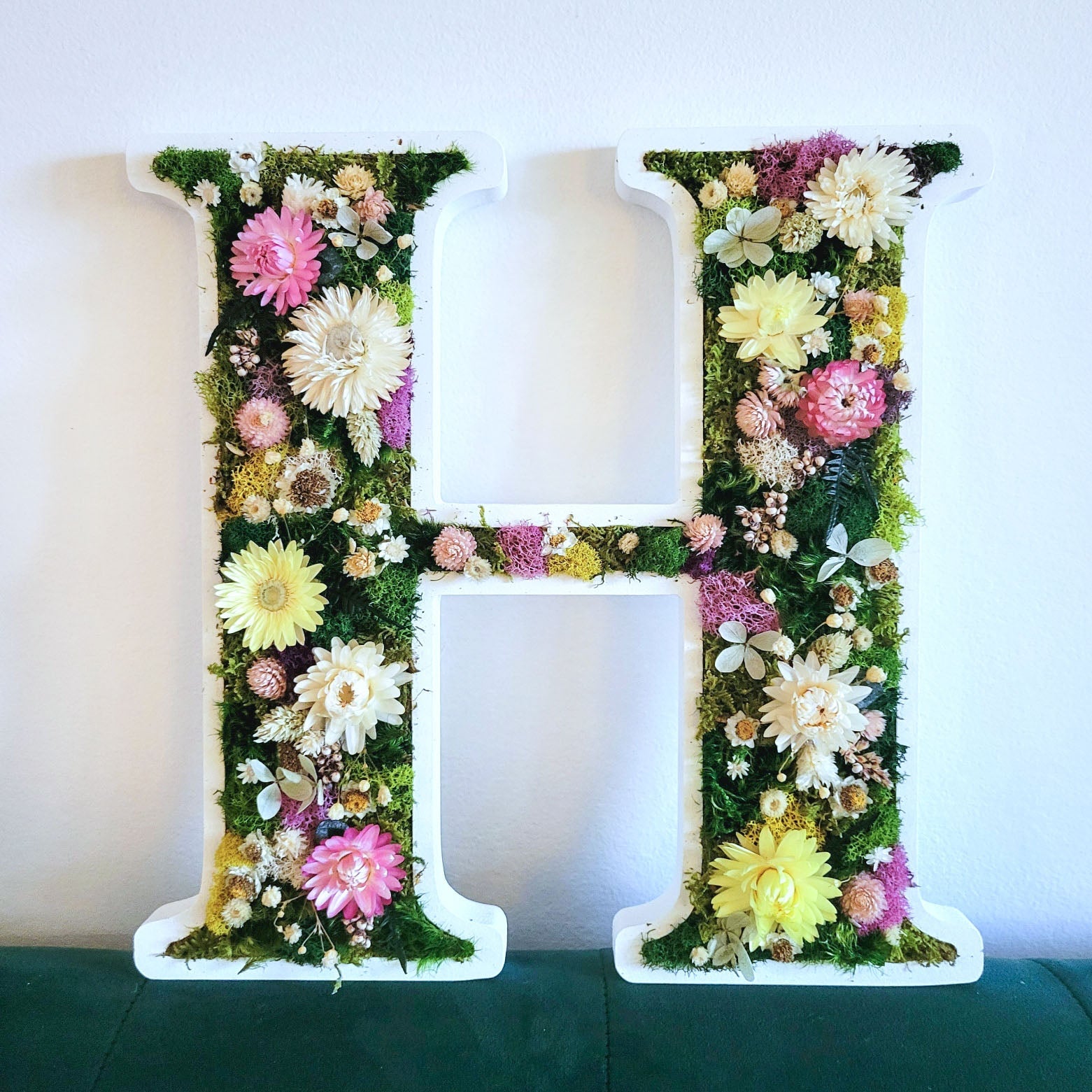 Preserved Moss Letters with flowers or greenery - Mossy Moss by Olia