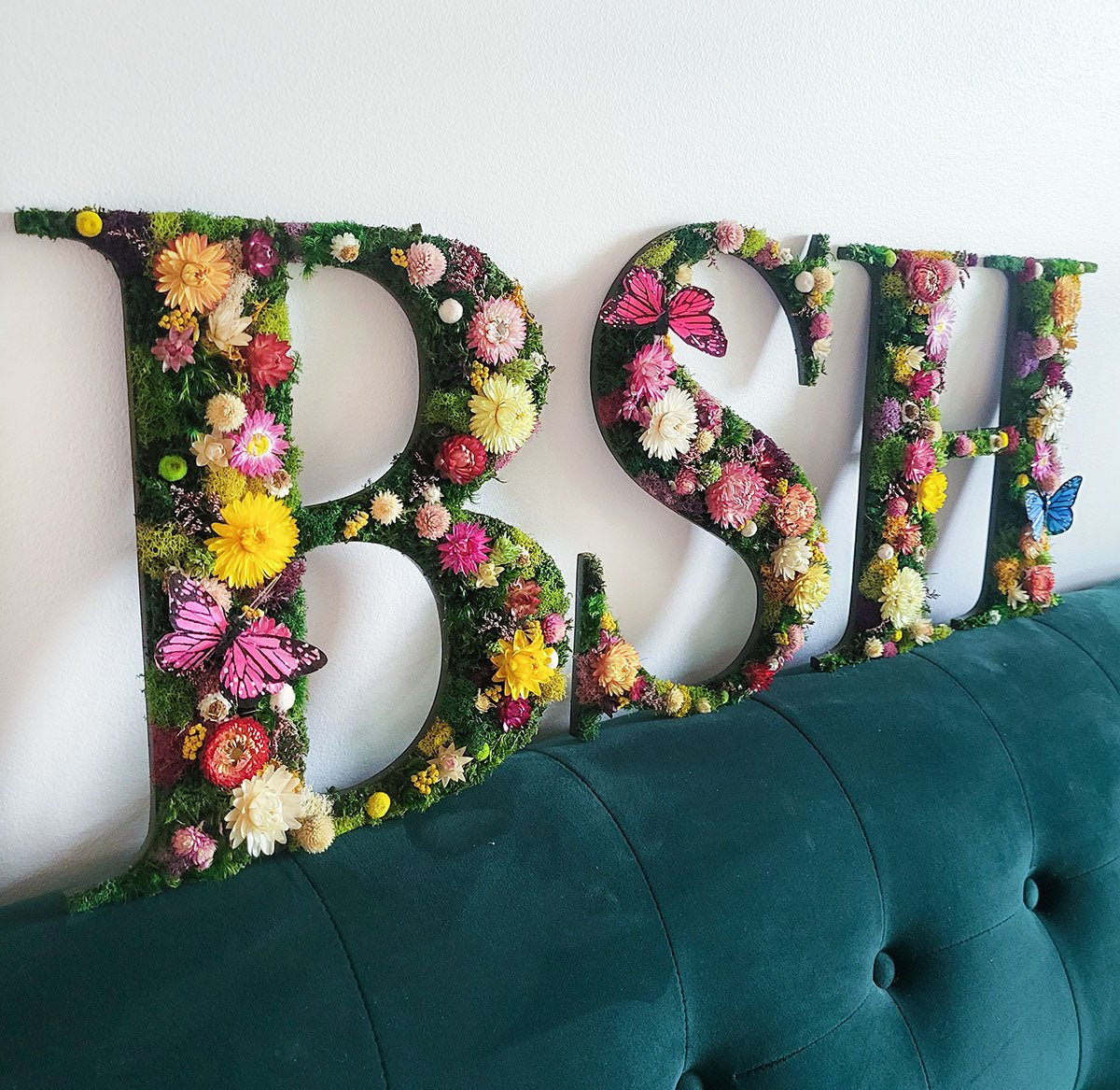 Preserved Moss Letters with flowers or greenery - Mossy Moss by Olia
