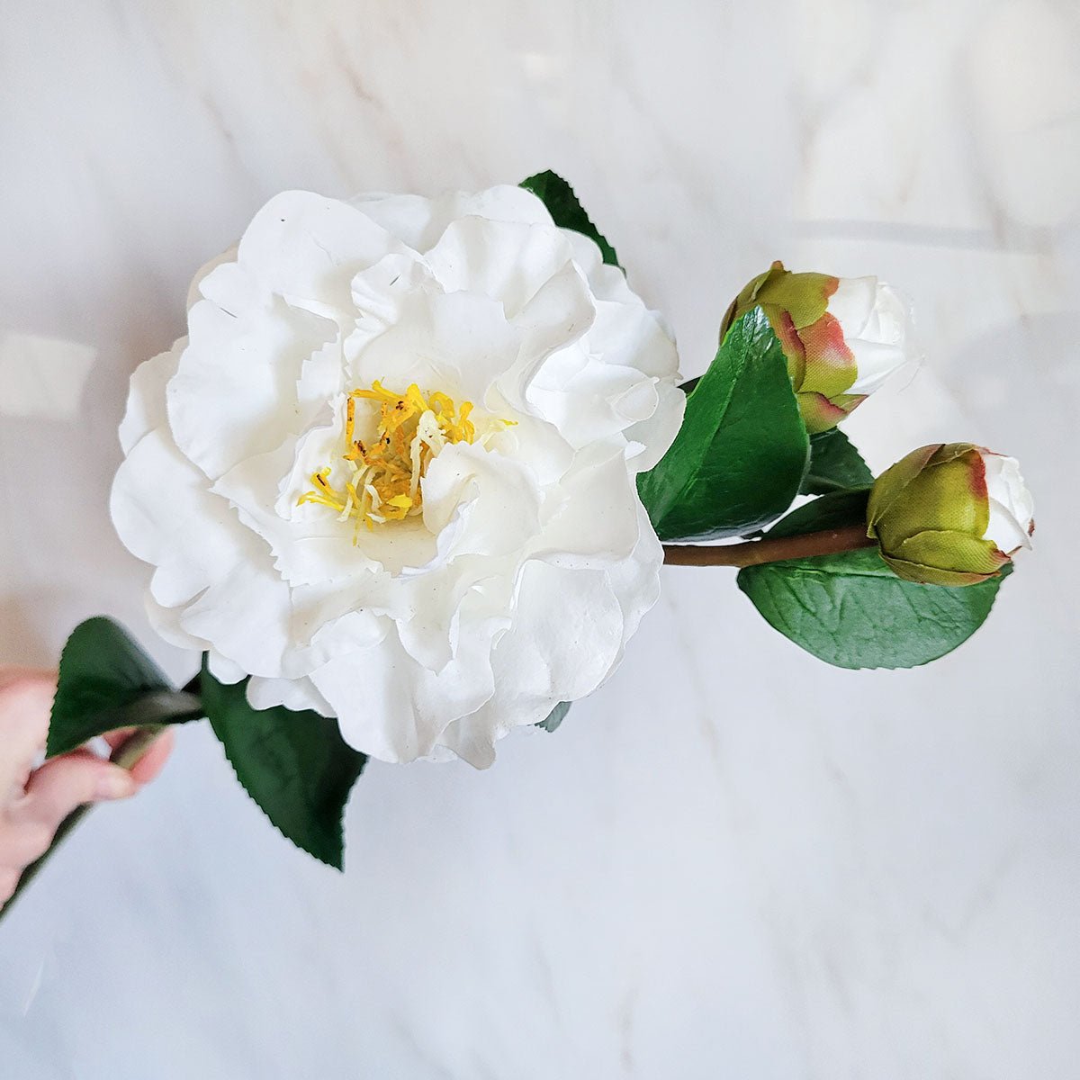 Real Touch White Camellia 28.5” - Mossy Moss by Olia