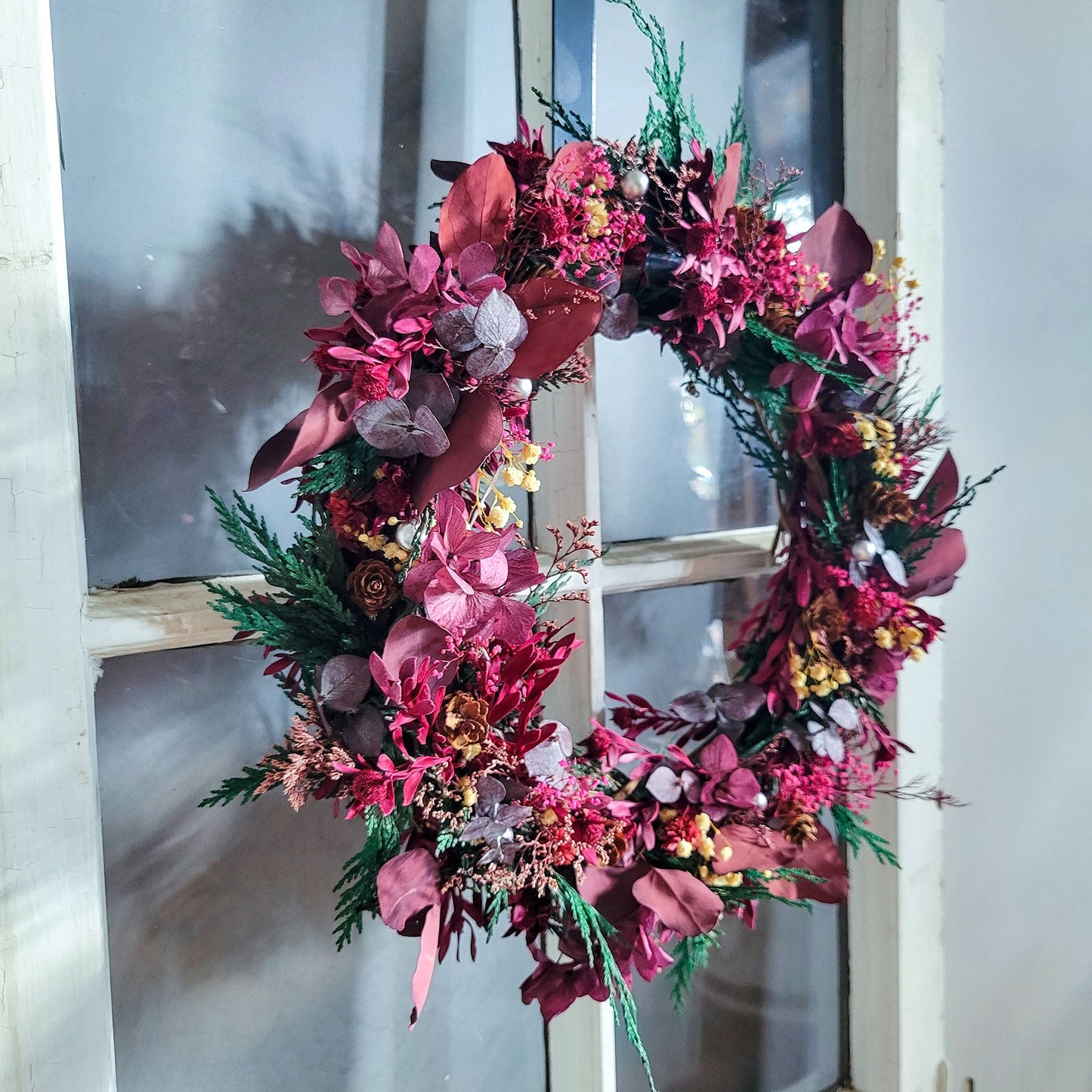 Winter Merlot Preserved Wreath - Mossy Moss by Olia