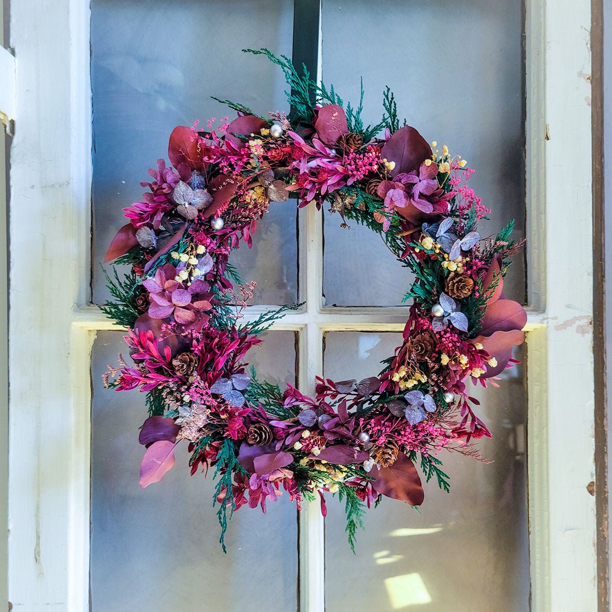 Winter Merlot Preserved Wreath - Mossy Moss by Olia