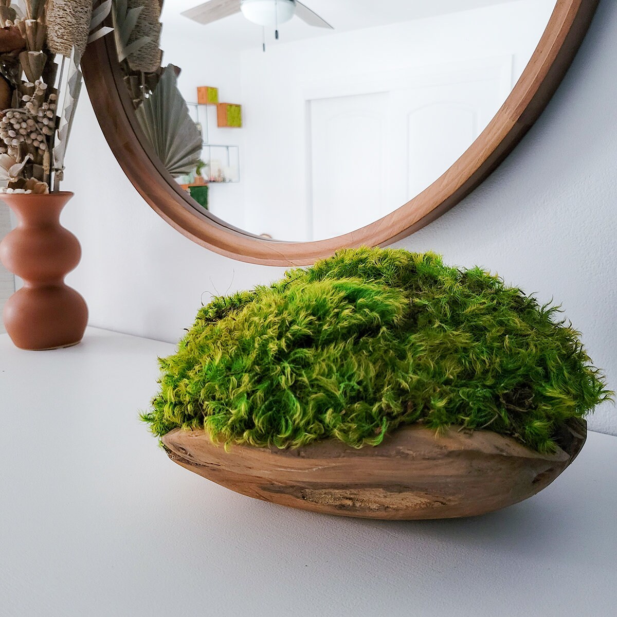 Moss Bowl Centerpiece | Wooden Bowl w preserved mood moss | Natural Decor | Coffee Table Decor |  Modern Comtempororay Decoration | Design